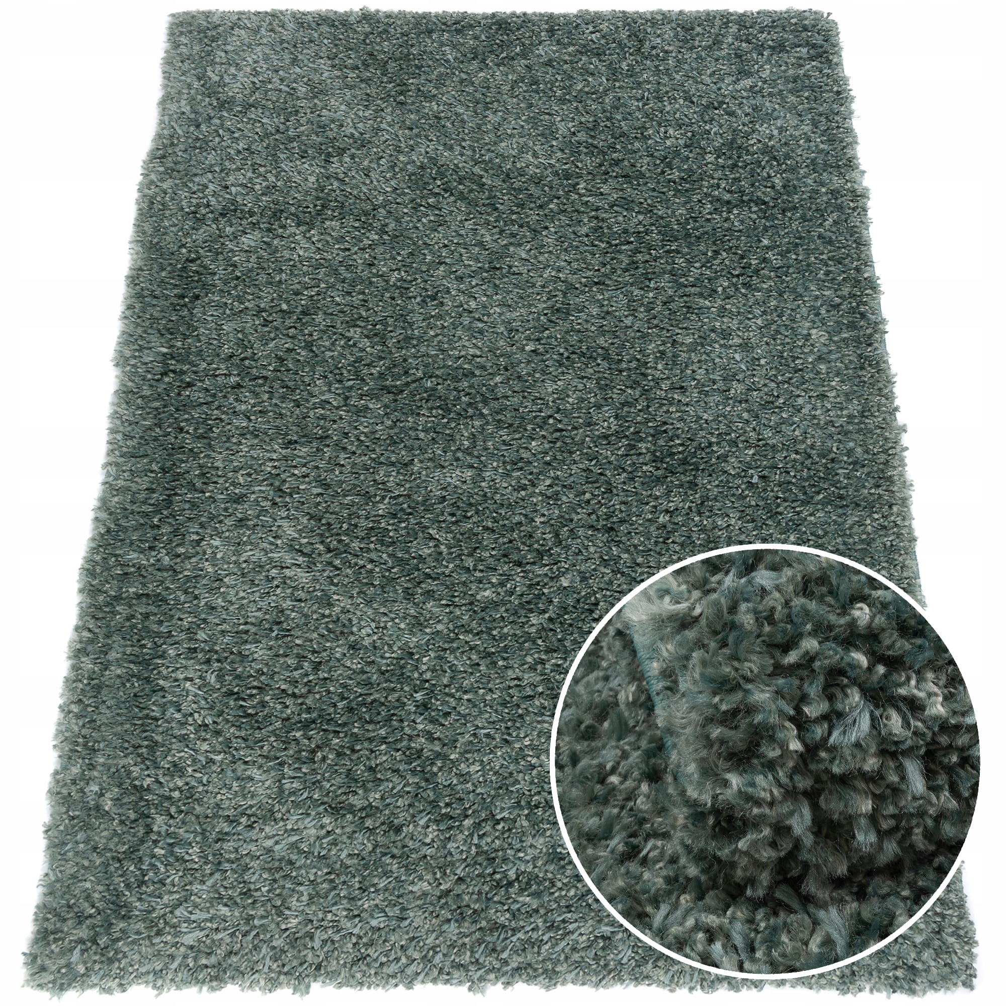 

Miękki dywan shaggy wysoki 80x140 cm szary zielony