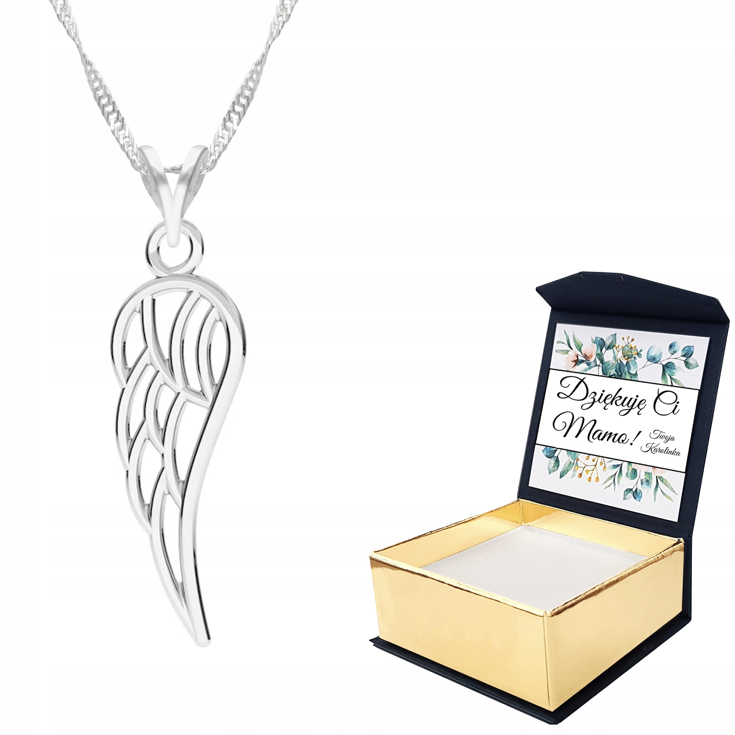 Stříbrný náhrdelník Křídlo Wing Vlastní Potisk
