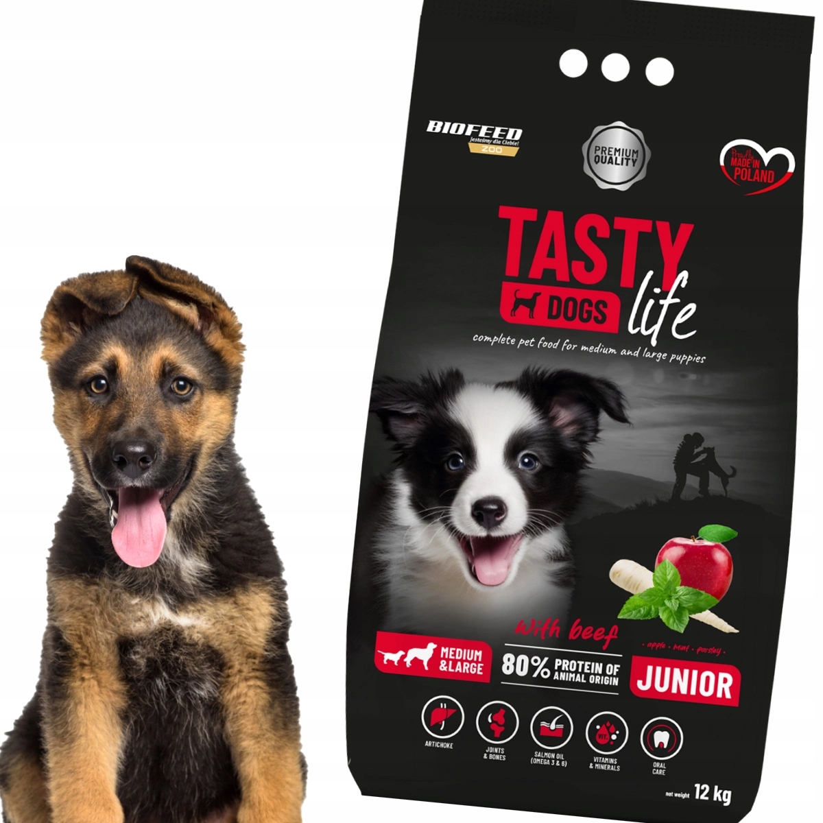 Sucha Karma dla Szczeniaka Juniora dużej rasy Tasty Junior Large Beef 12 kg