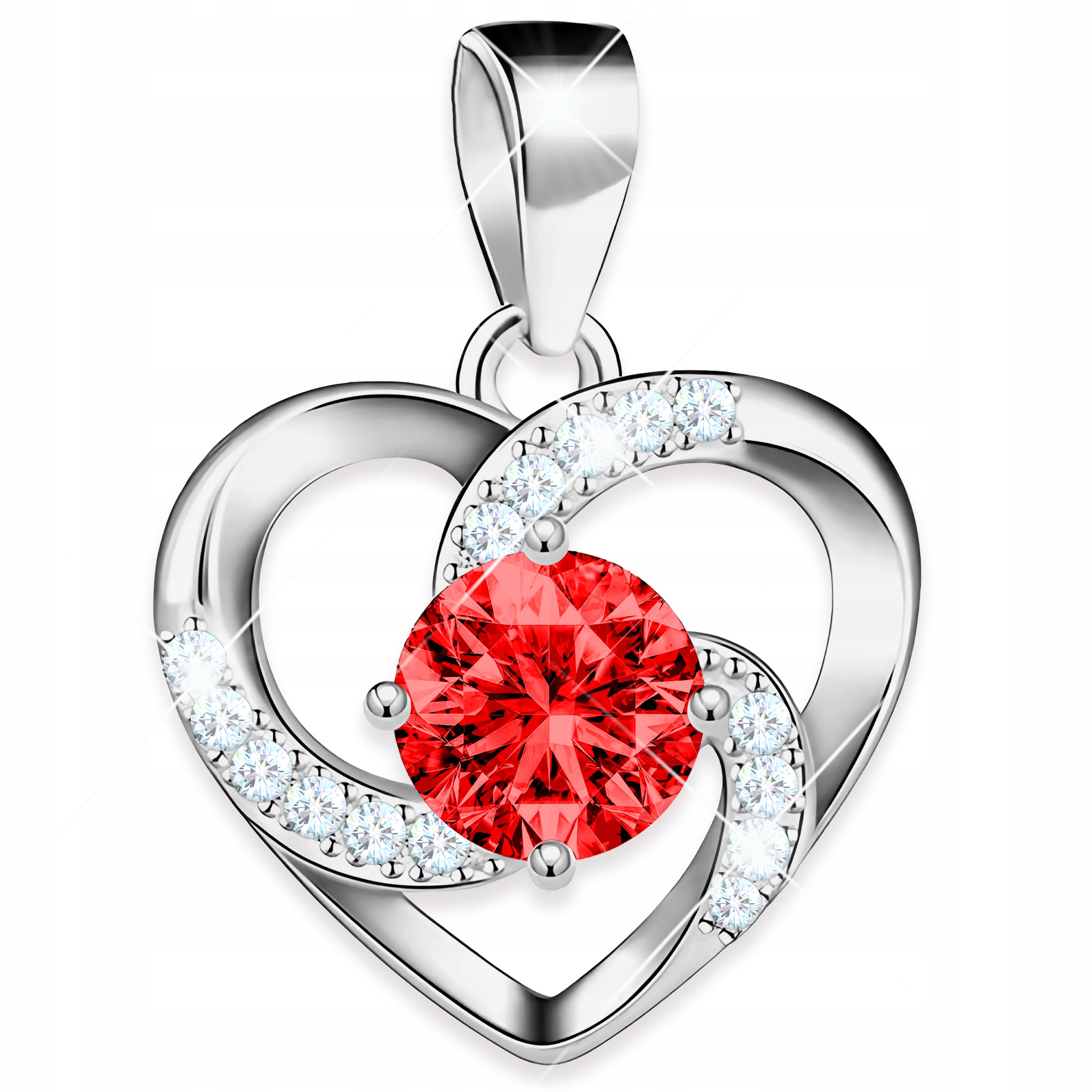 Stříbrný přívěsek na řetízek s červeným očkem Srdce Spirála Stříbro 925