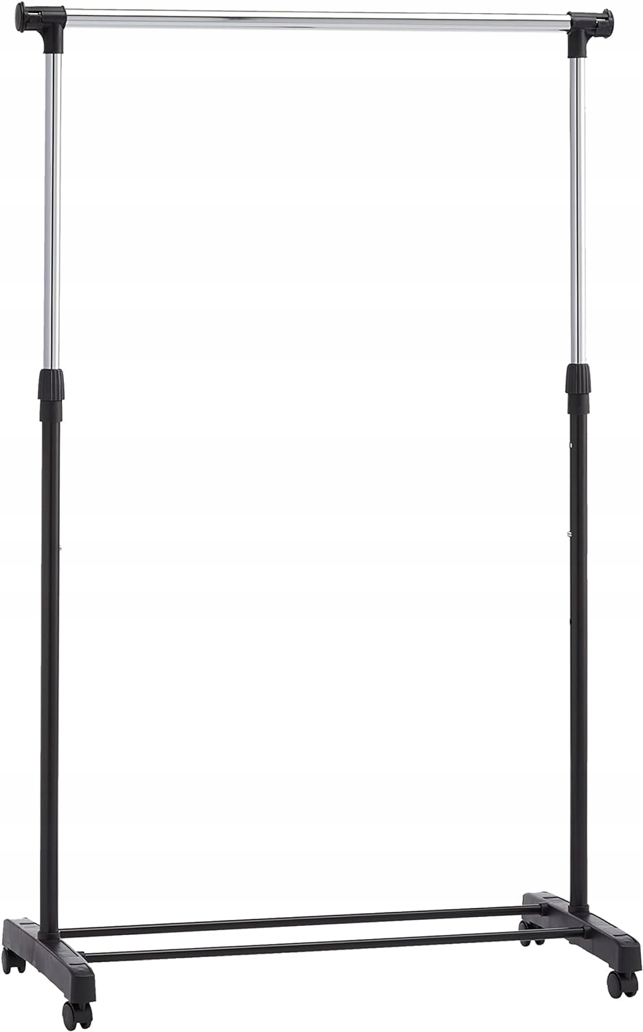 Tyč na oblečení s kolečky, 91,5-145 x 42 x 134-161 cm, chrom