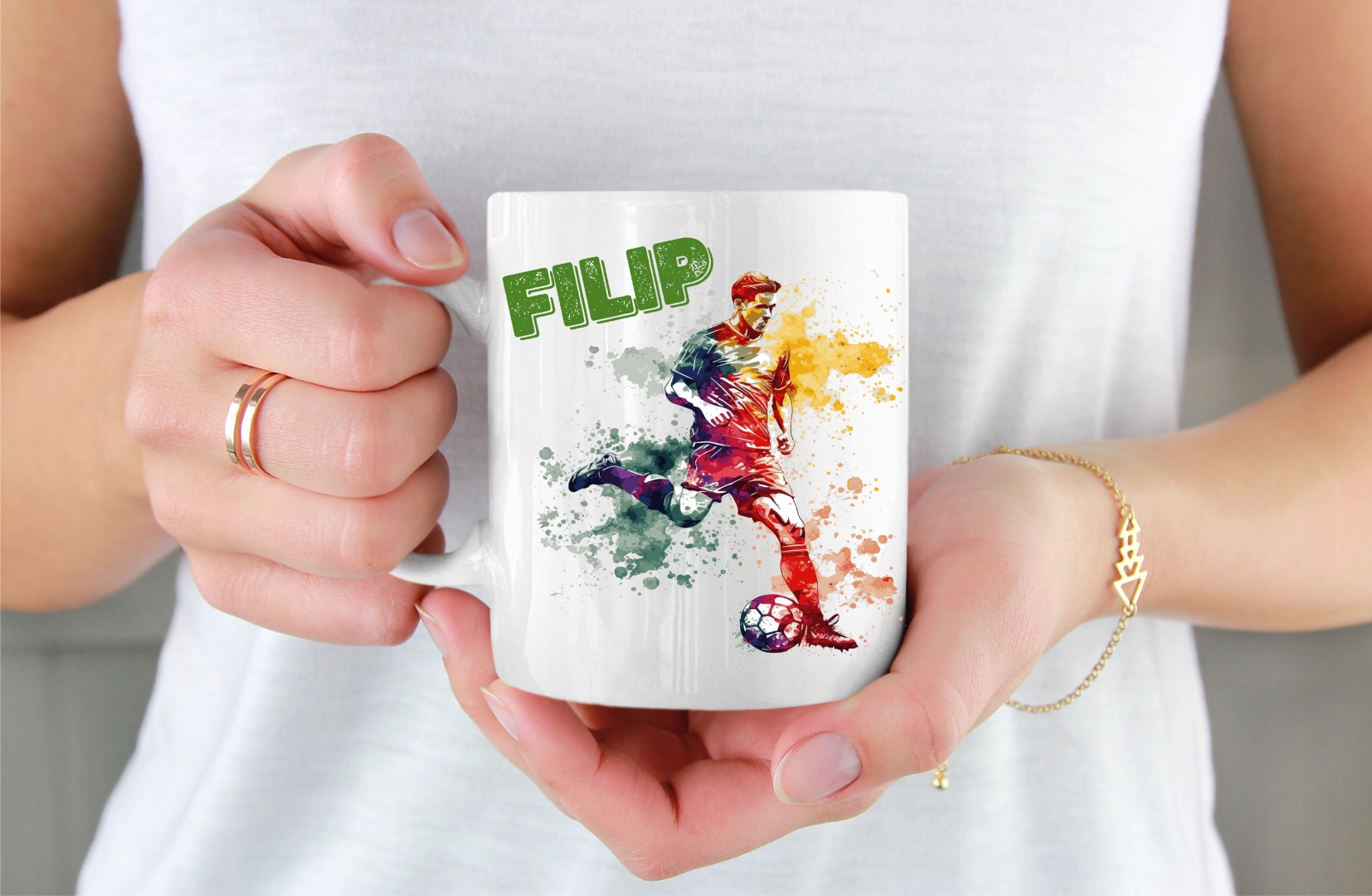 Kubek na prezent z imieniem PIŁKA NOŻNA PIŁKARZ Pojemność 330 ml