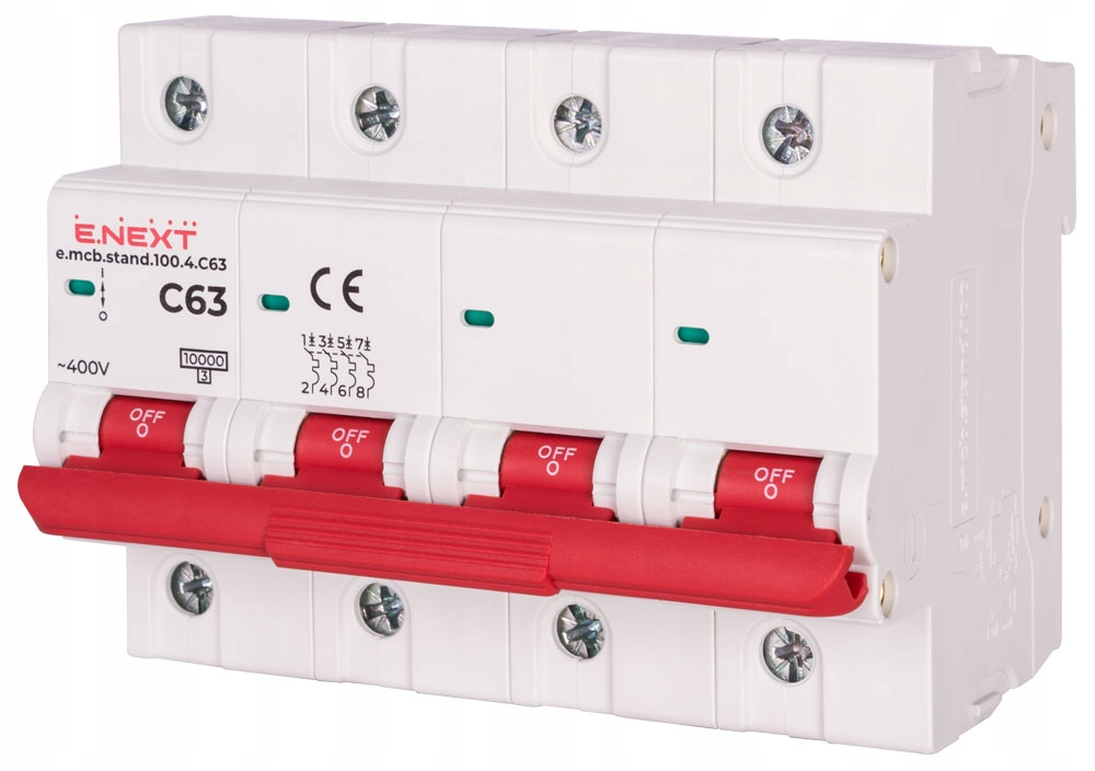 Nadproudový spínač Stand C63 4p 63A10kA Bez vstupu na vidlicovou lištu