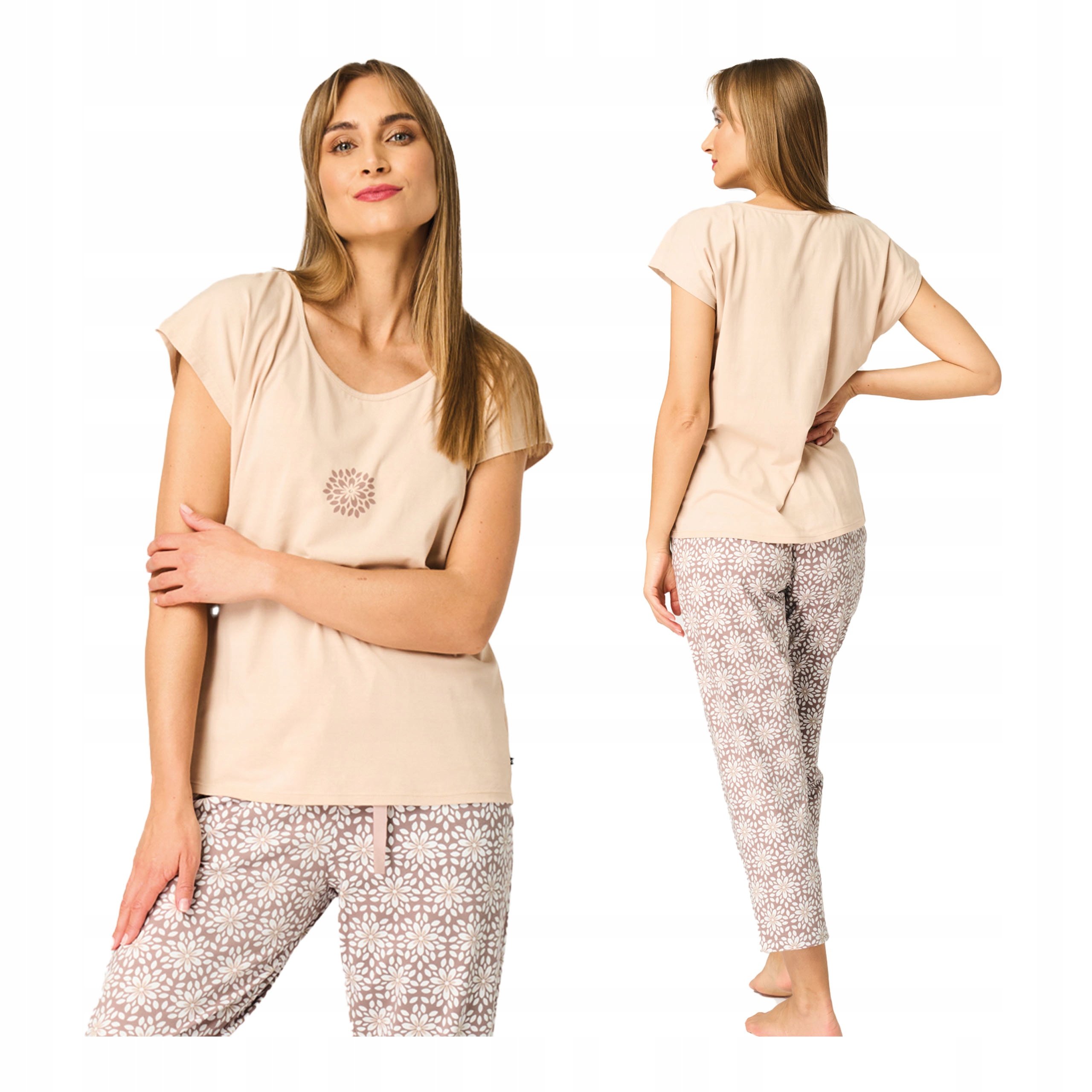 Dámské bavlněné pyžamo dvoudílné letní S krátký rukáv bavlna Key