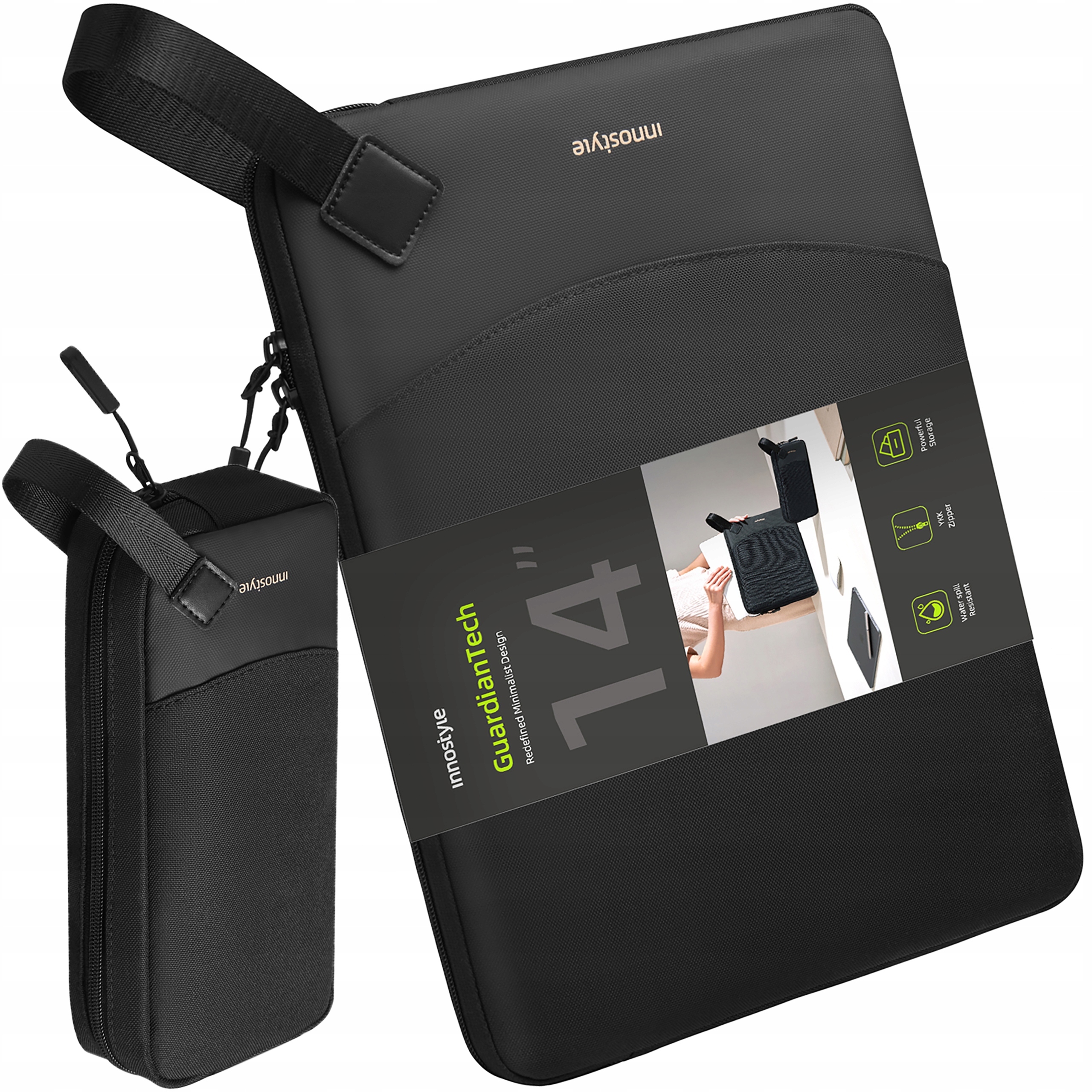 Innostyle Sada Taška Na Notebook 13 14 Voděodolná Pouzdro Na Pomůcky Černá