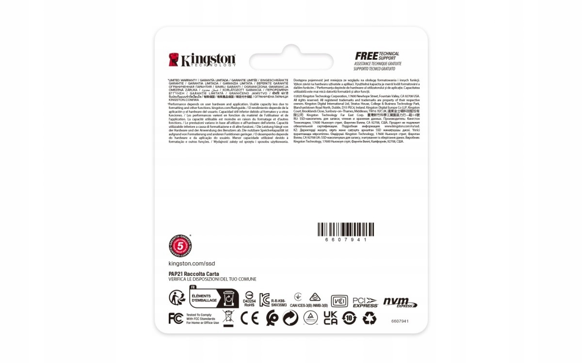 Kingston 2TB NV3 SSD M.2 2230 PCIe 4.0 NVMe, Read: 6,000/ Write: 5,000MB/s — 6