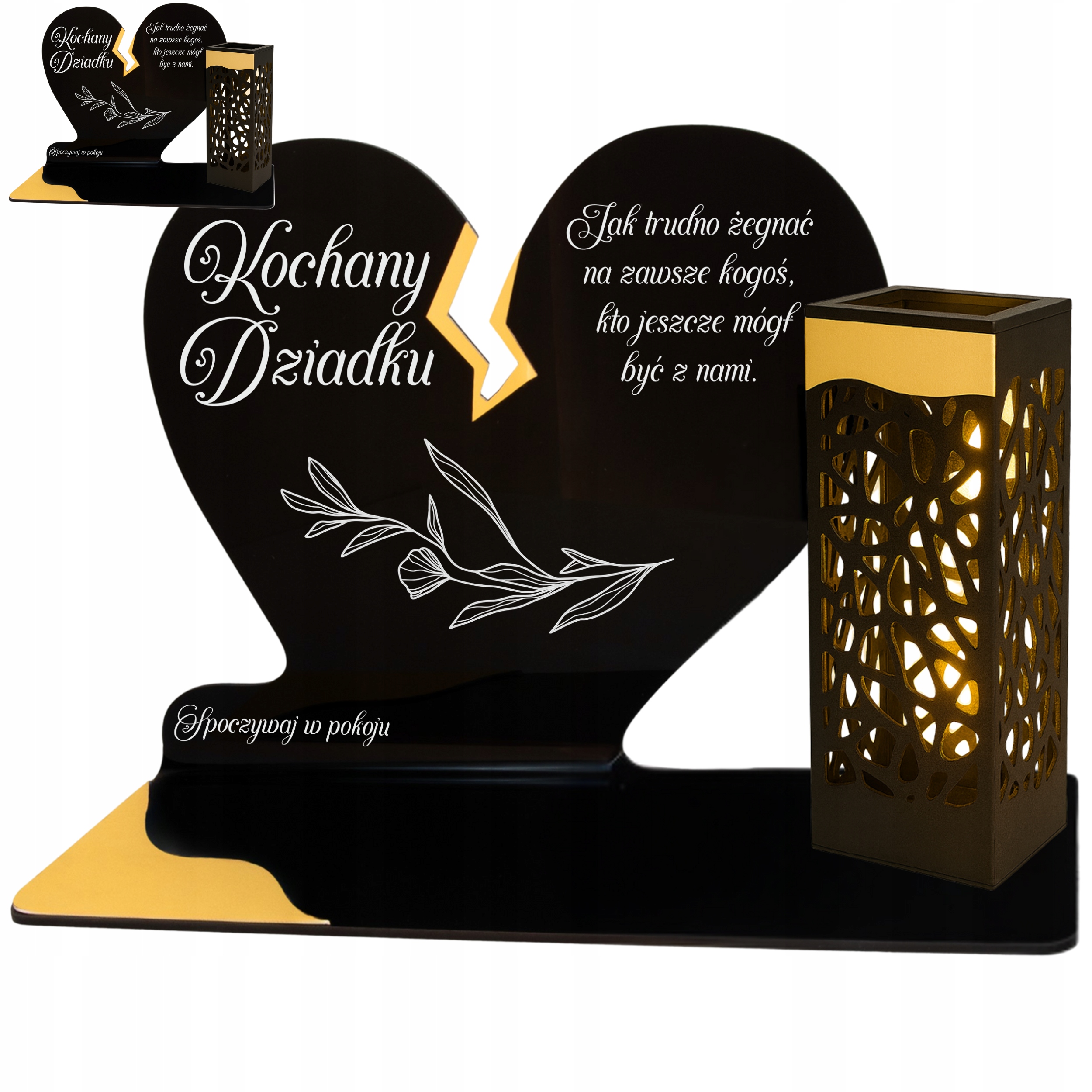 Hřbitovní Svíčka Pro Dědečka Led Na Hrob Hřbitov Srdce Lampička Náhrobní Zlatá