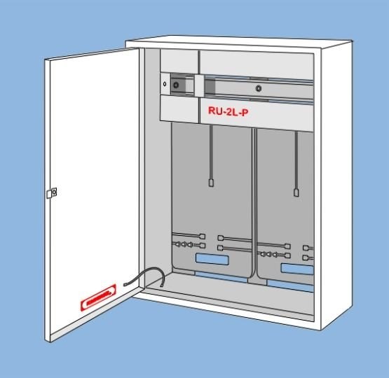 Univerzální rozvaděč RU-2L-P, místo pro 2 počítadla 3F a 2x4+10 zabe