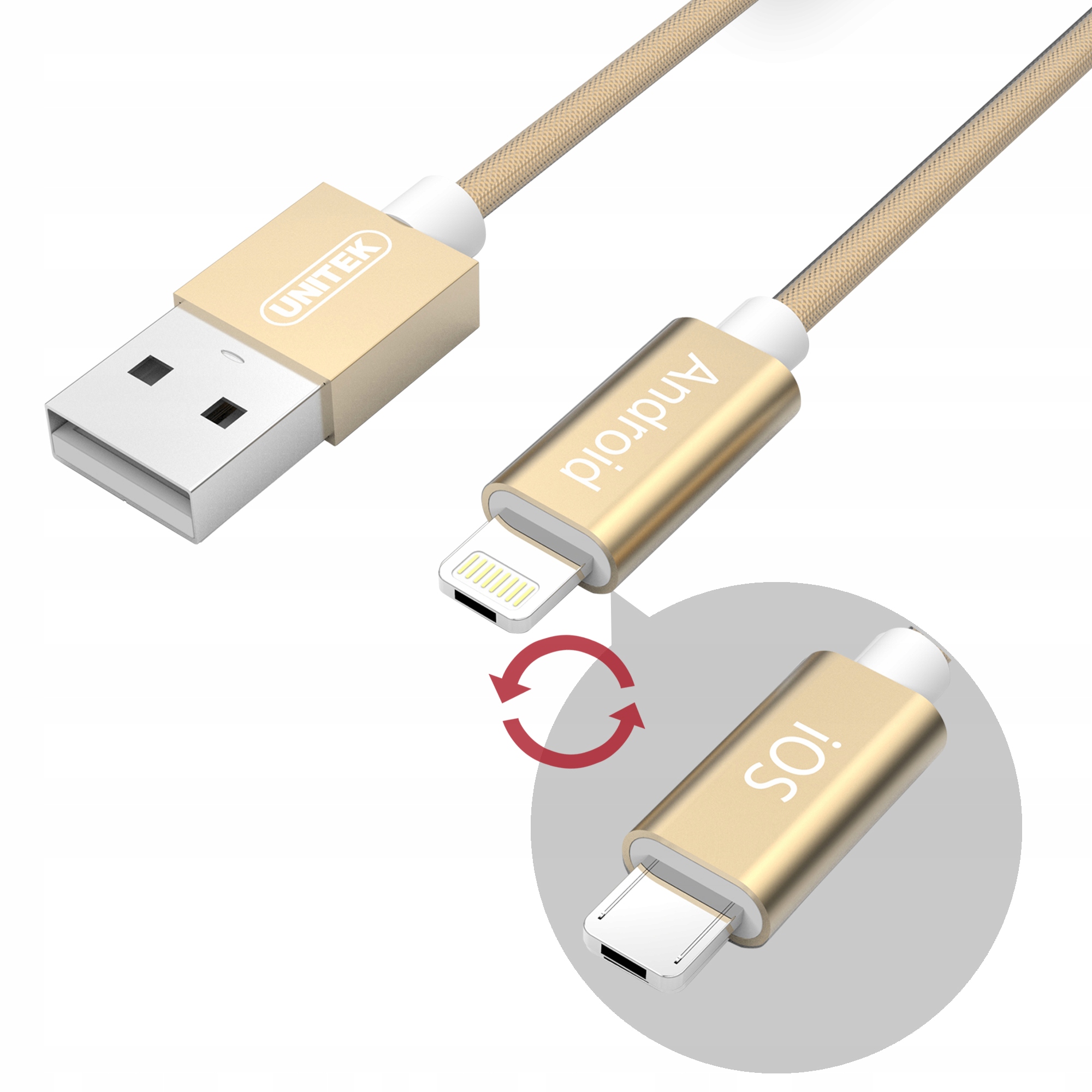 

Kabel Usb microUSB/Lightning Gold Iphone Mfi 2,4A
