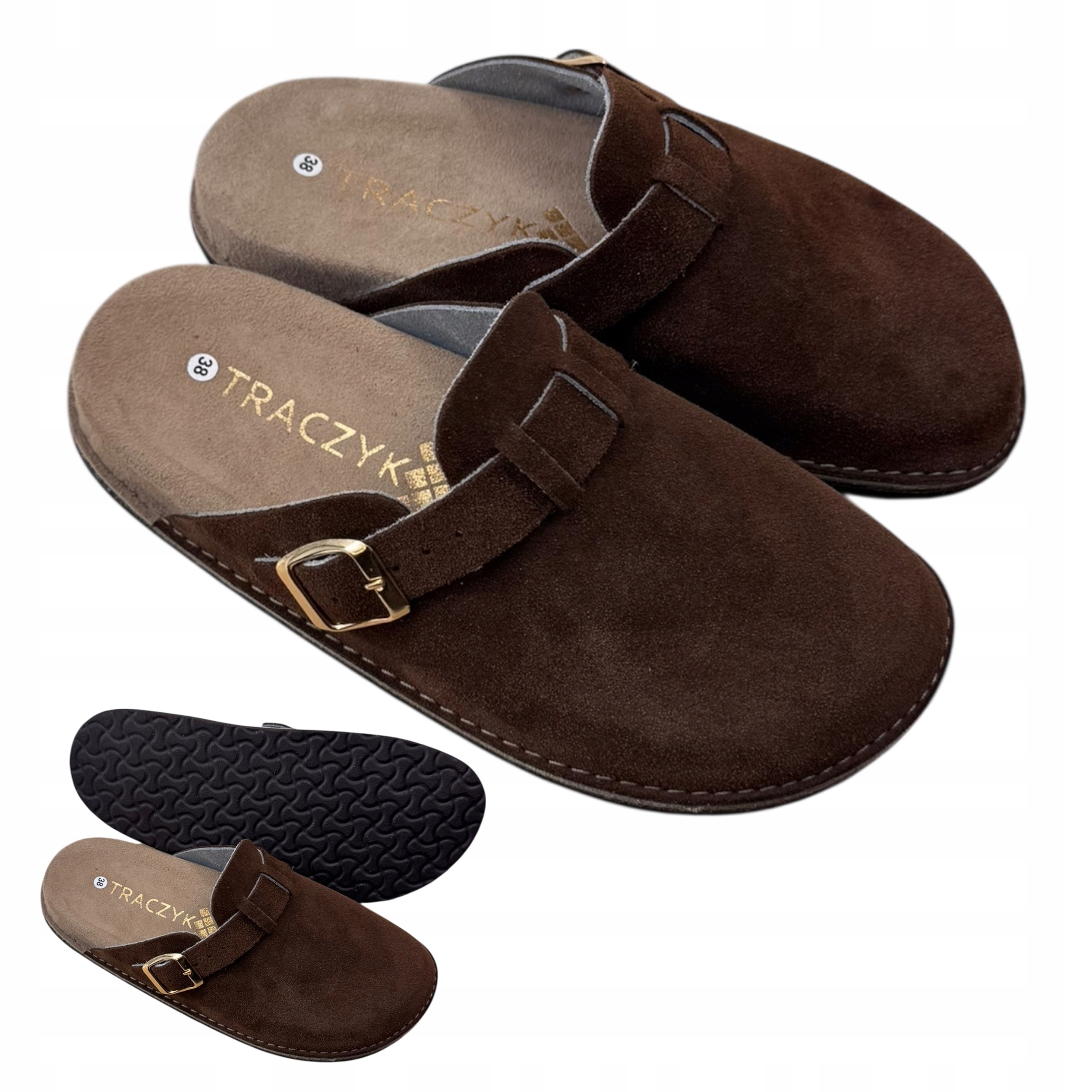 Nazouváky Traczyk Ortopedické Chodaki Přírodní Kůže Hnědé Fusbet vel.41