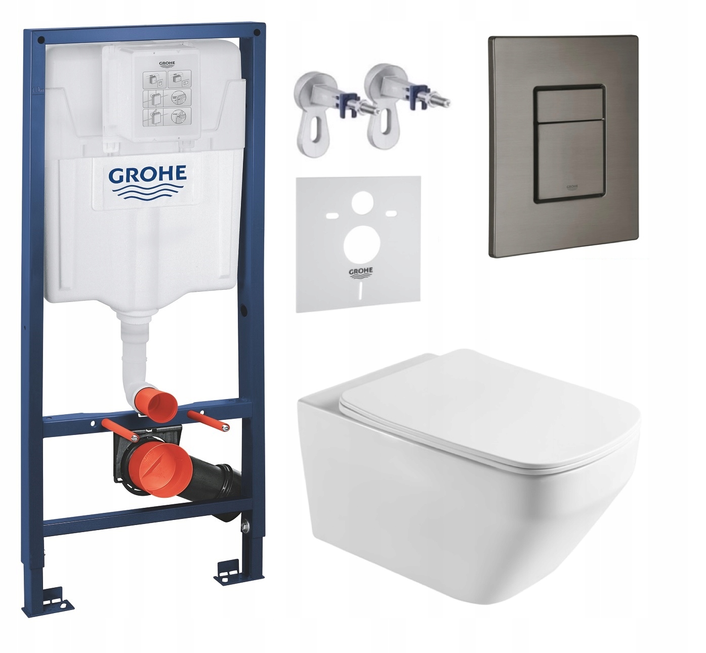 Podomietkový Wc set Grohe s miskou Naron Tlačidlo Grafit brúsený Fresh