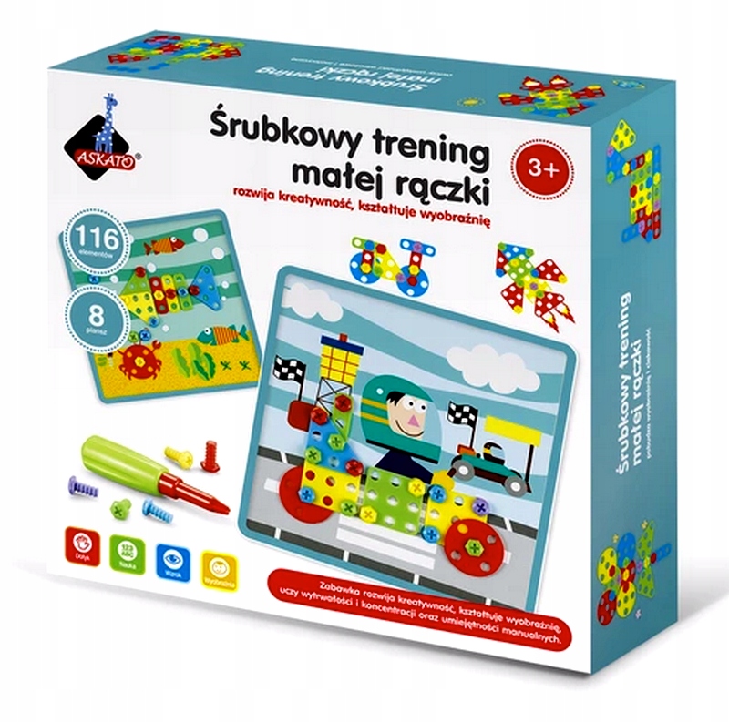 UKŁADANKA PRZYKRĘCANA ŚRUBKOWY TRENING RĄCZKI