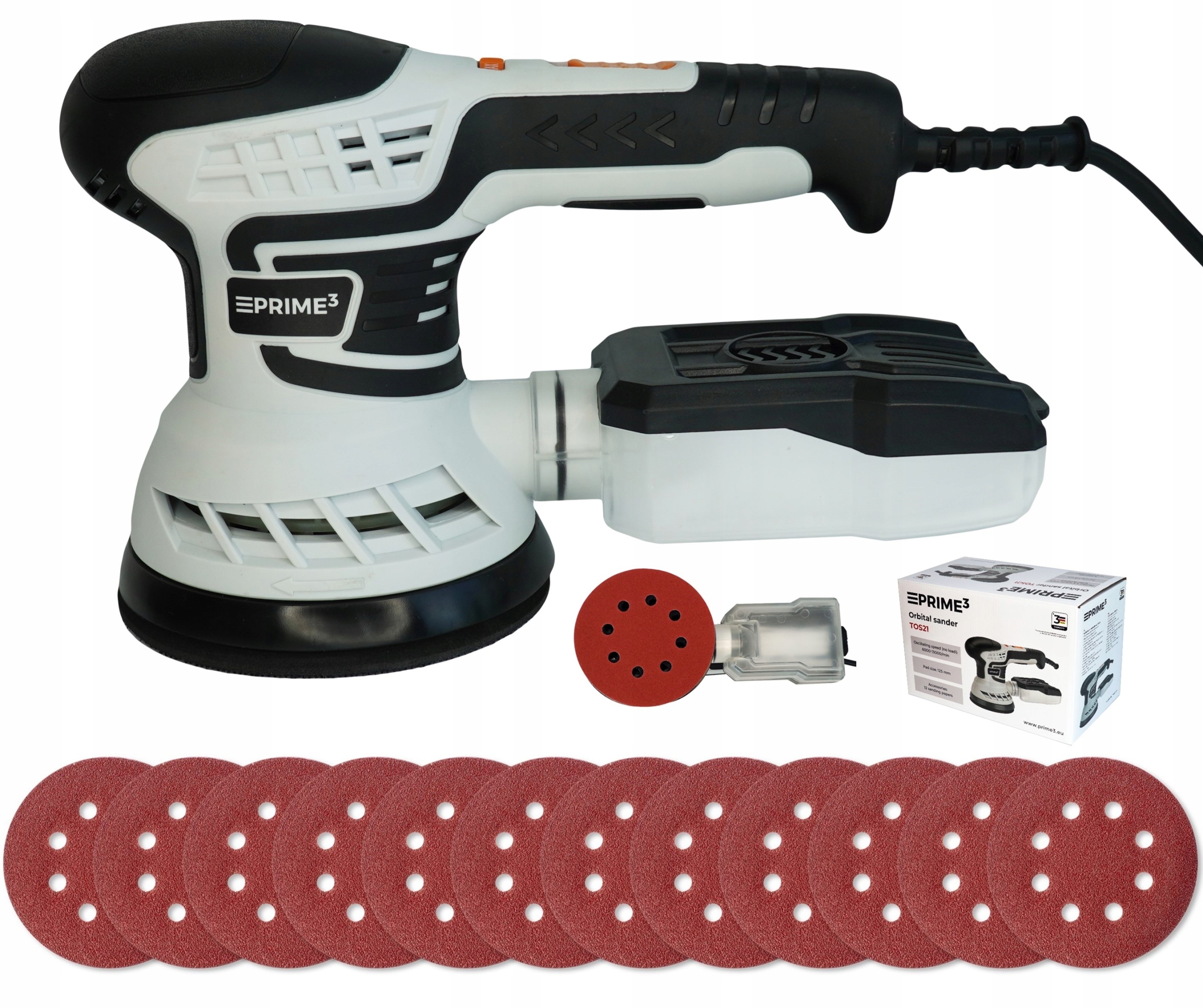 Szlifierka mimośrodowa 350 W z pojemnikiem na pył PRIME3 TOS21