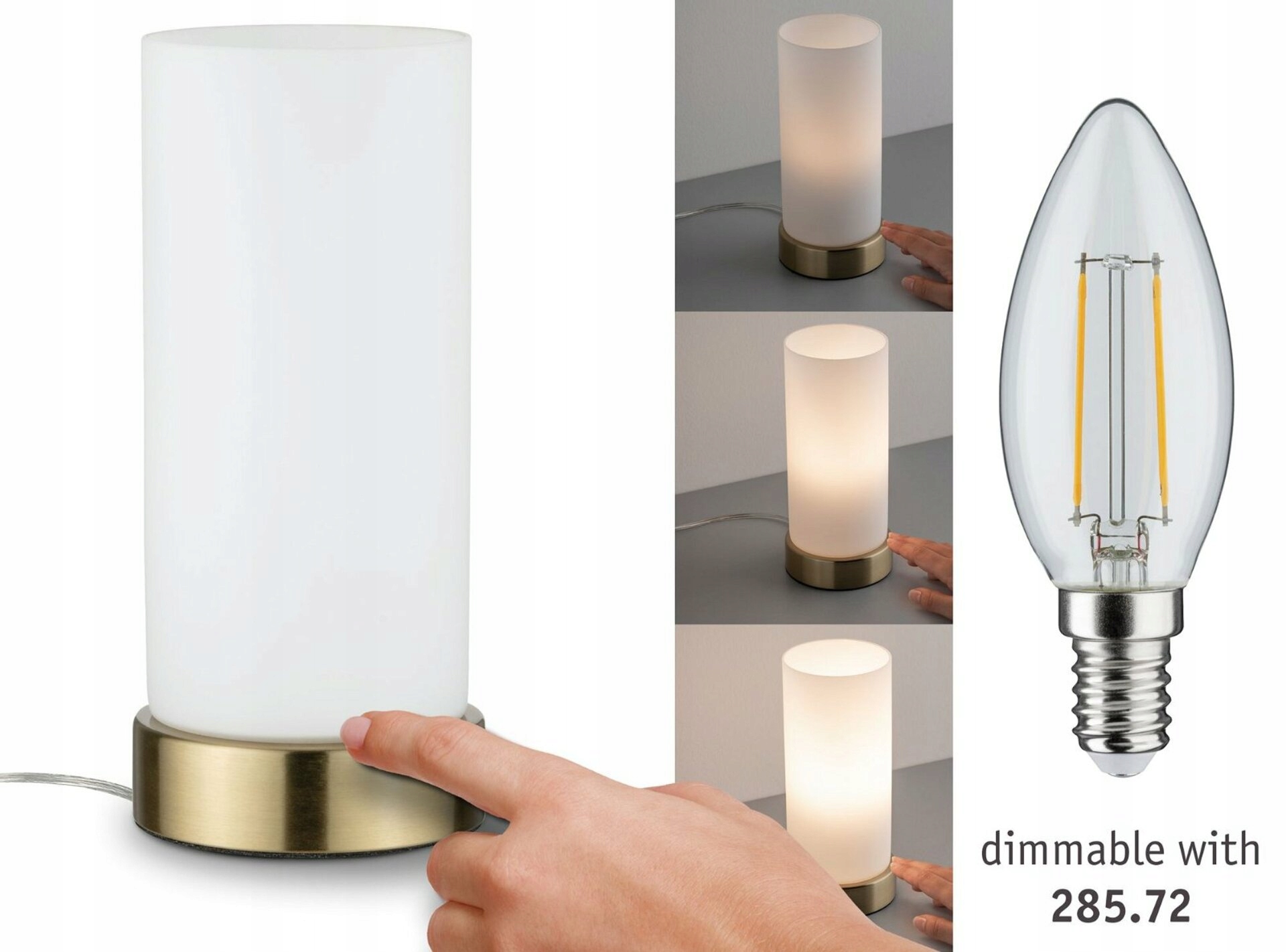 Paulmann Pinja stolní lampa mosaz/opál, dotykový vypínač, 1-ramenná