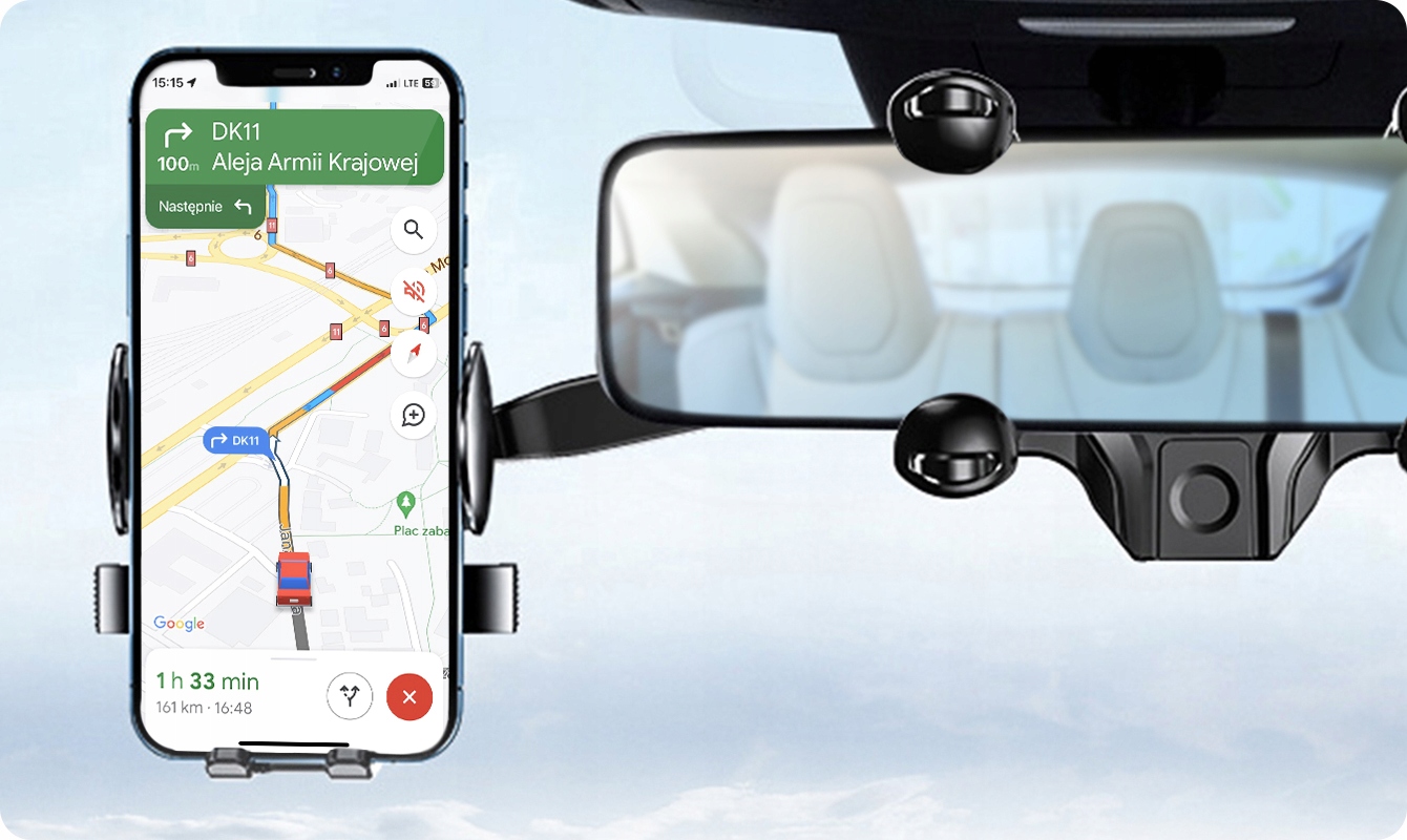 MOCNY UCHWYT SAMOCHODOWY NA TELEFON DO SAMOCHODU AUTA NA LUSTERKO WSTECZNE Kod producenta TRS 03