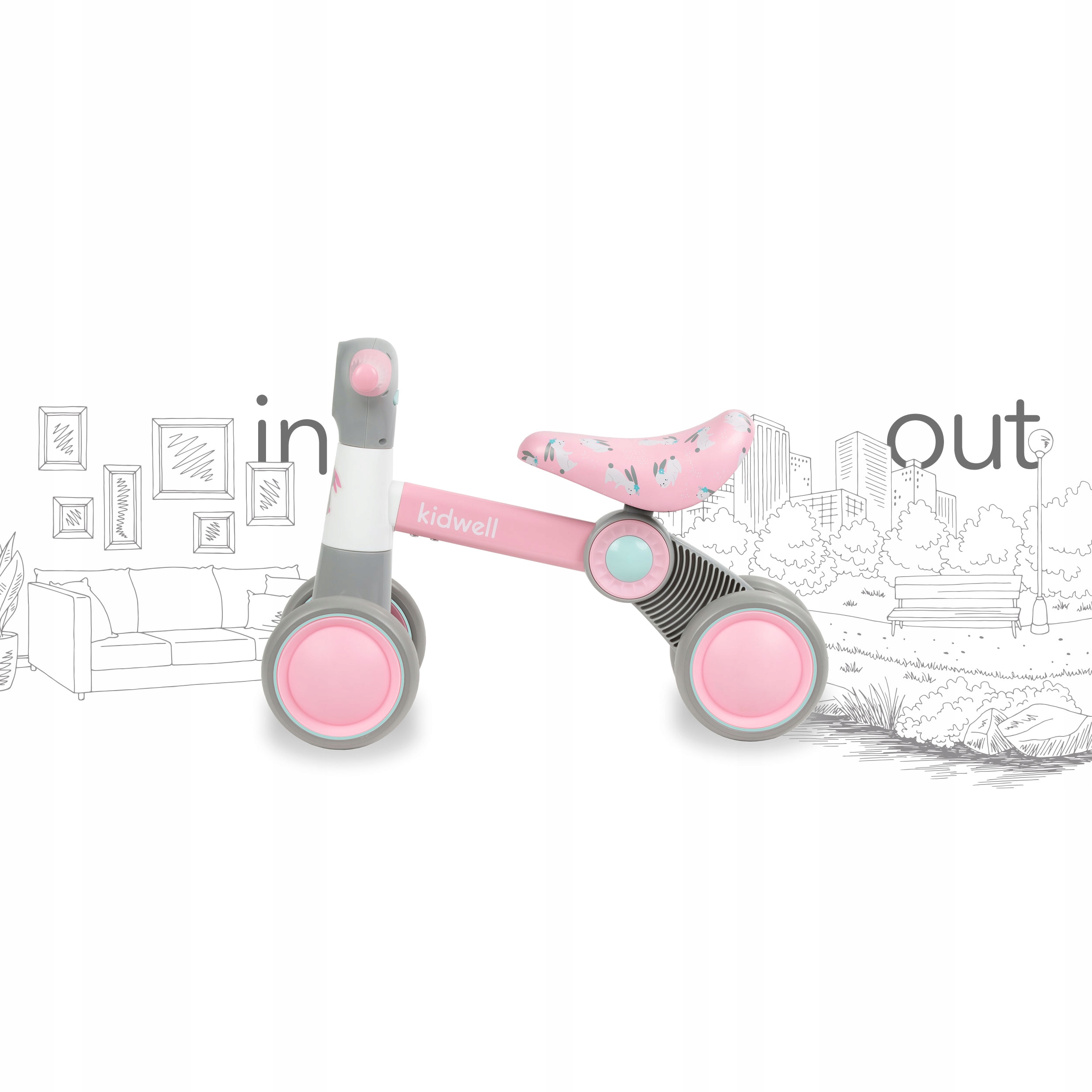 Jeździk rowerek biegowy pchacz PETITO różowy Marka Kidwell