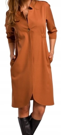 Stylové Košilové Šaty S Odemykatelním Uzávěrem S189 Zázvor vel. M