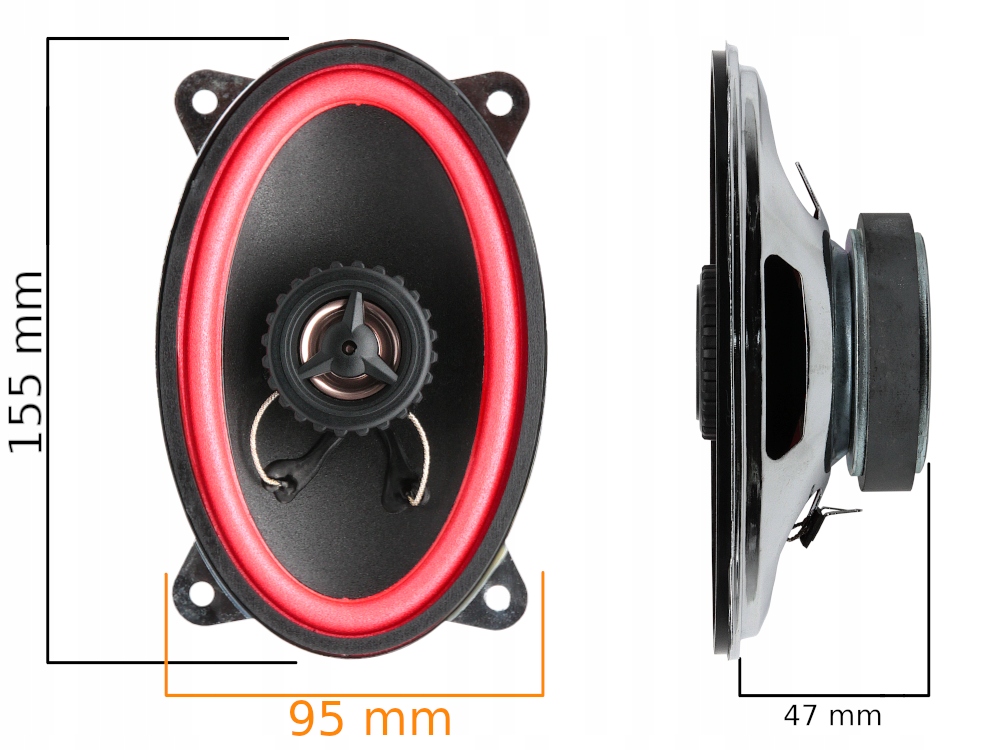 GŁOŚNIKI SAMOCHODOWE DAX 4X6" DO DAEWOO LANOS MATIZ TACUMA KIA SEPHIA Impedancja znamionowa 4 Ω