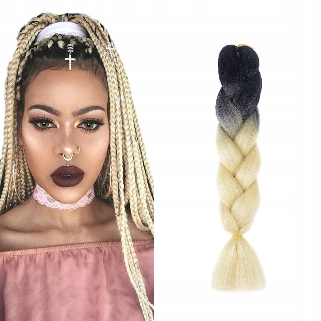 

Włosy Syntetyczne Do Warkoczyków Ombre Blond B34