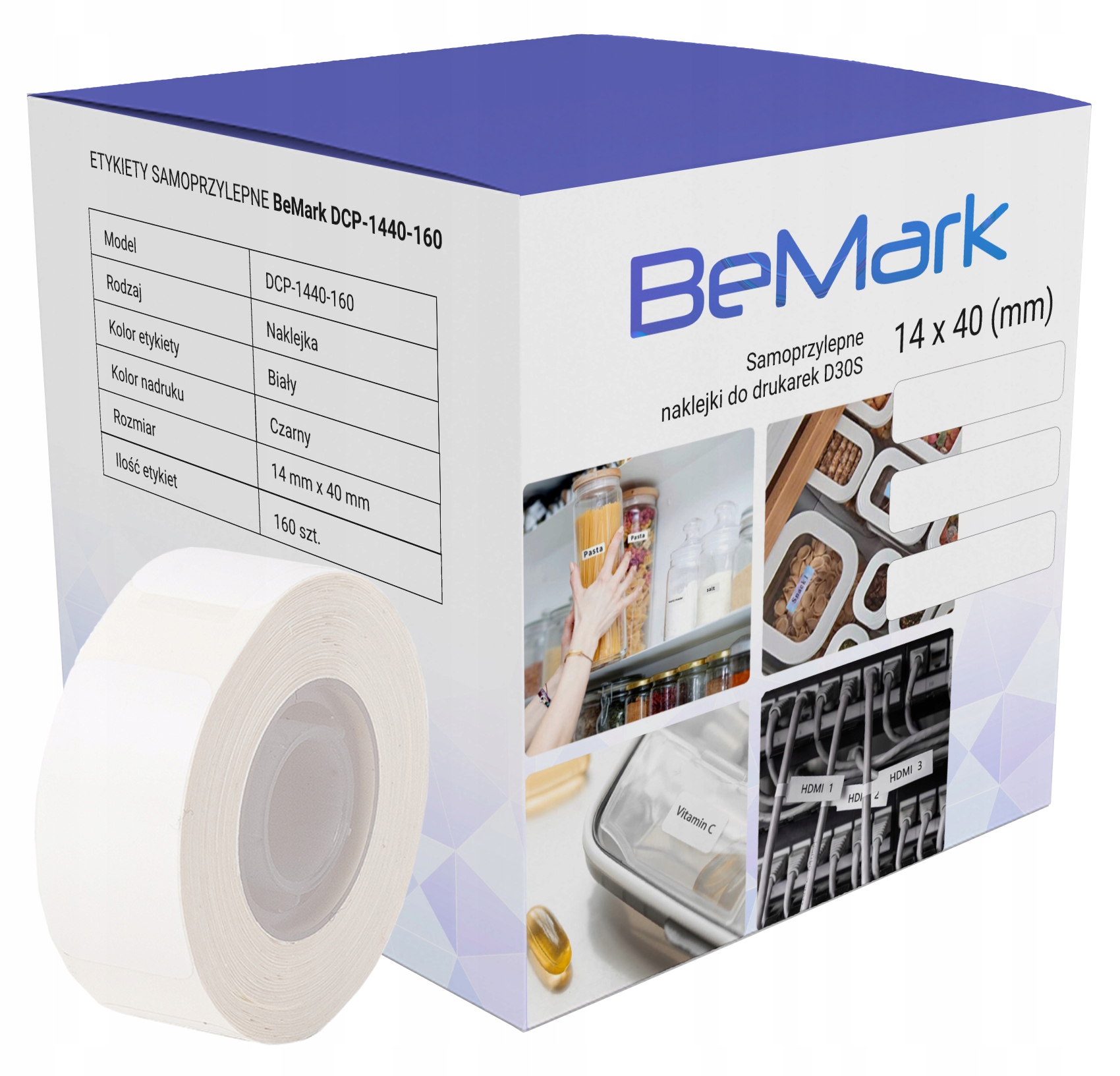

BeMark naklejki termiczne do D30S 14x40mm 160szt