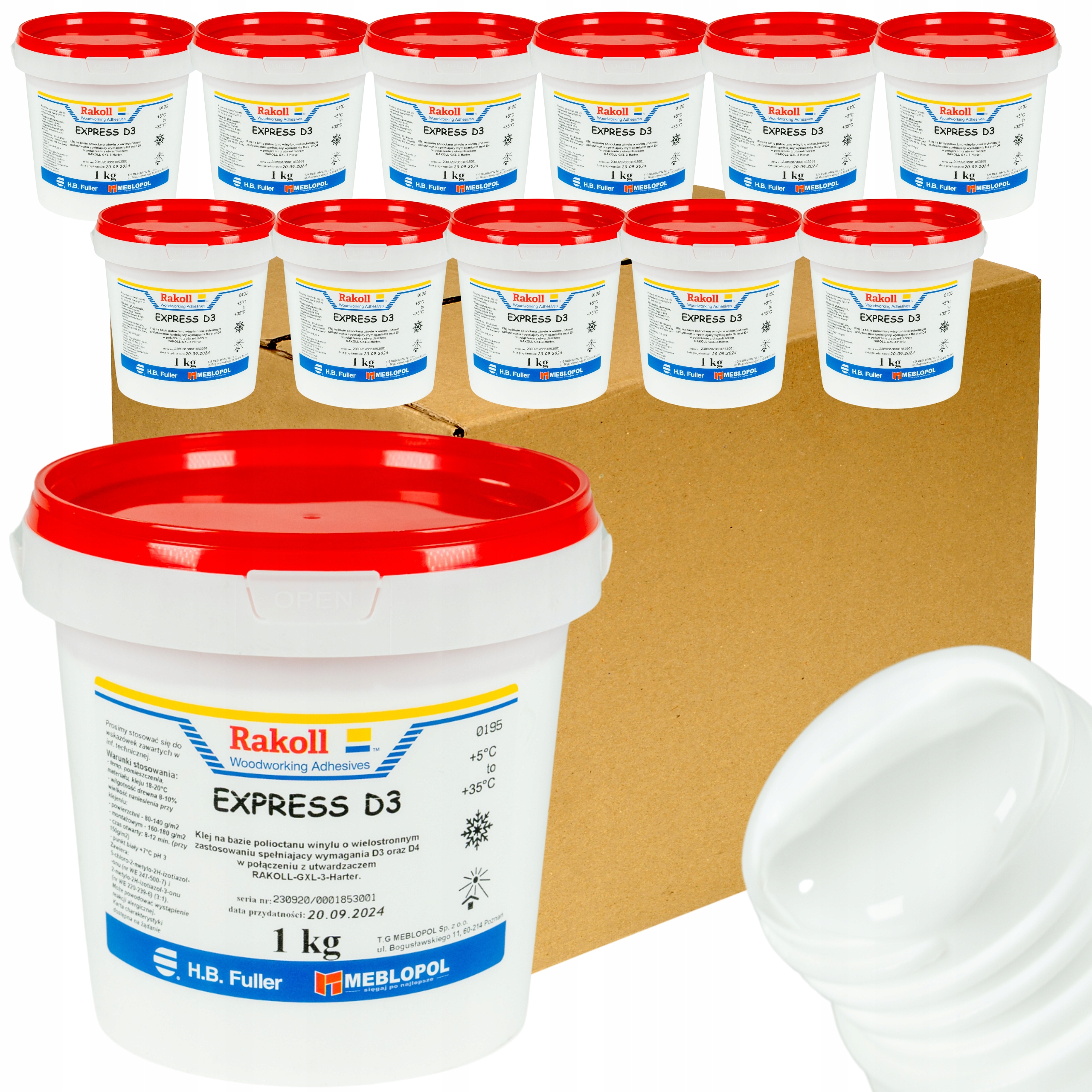 Lepidlo na drevo Rakoll express D3 1kg biele, rýchle, silné, Mdf Osb, drevotrieska