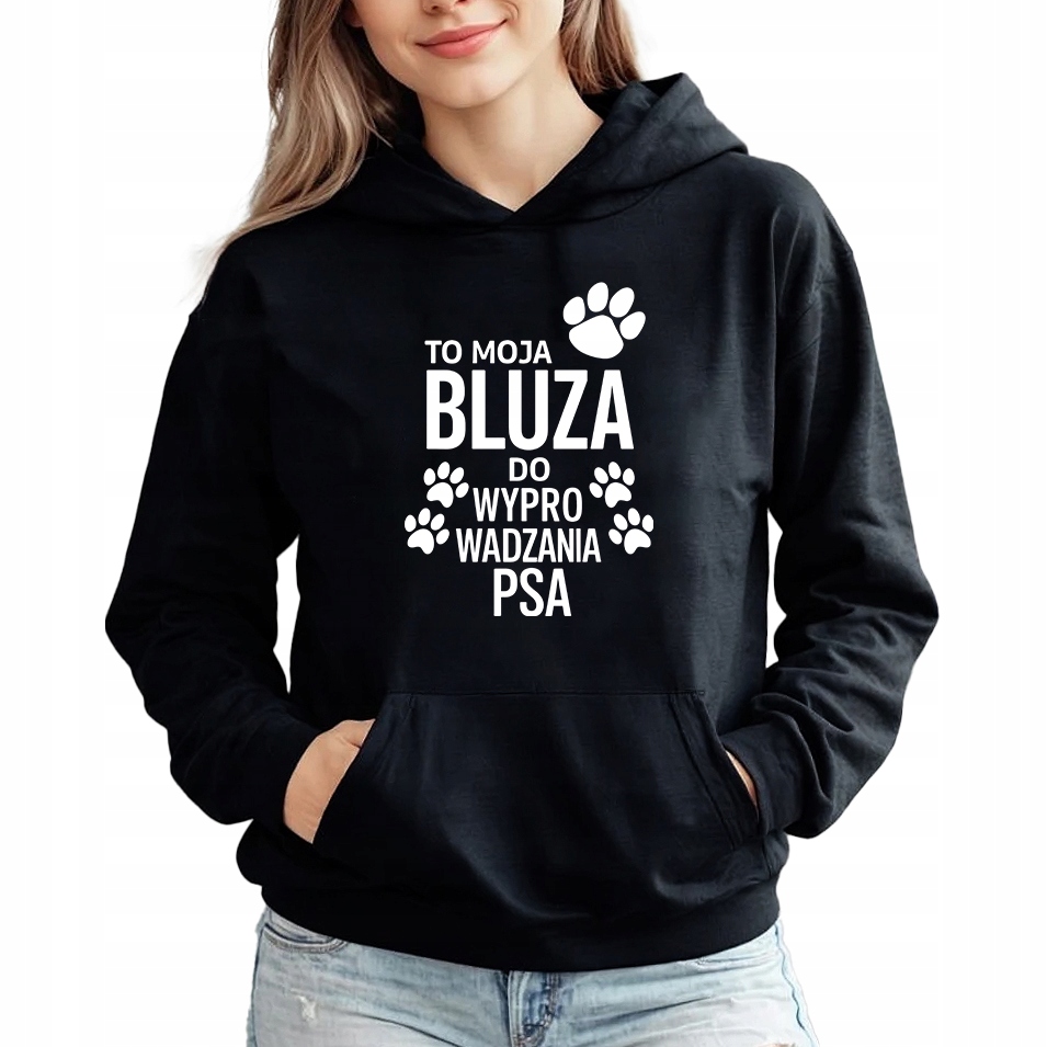 Mikina S Kapucí Hoodie Černá pro psí maminku Mikina pro venčení psa M