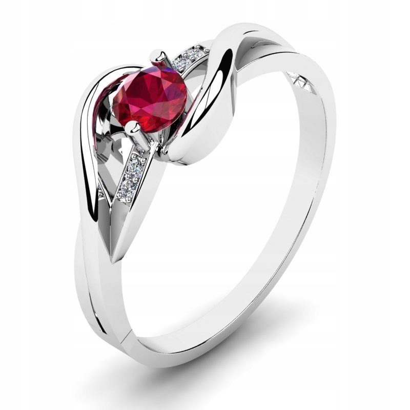 

Pierścionek Z Białego Złota Czerwona Cyrkonia 14KR