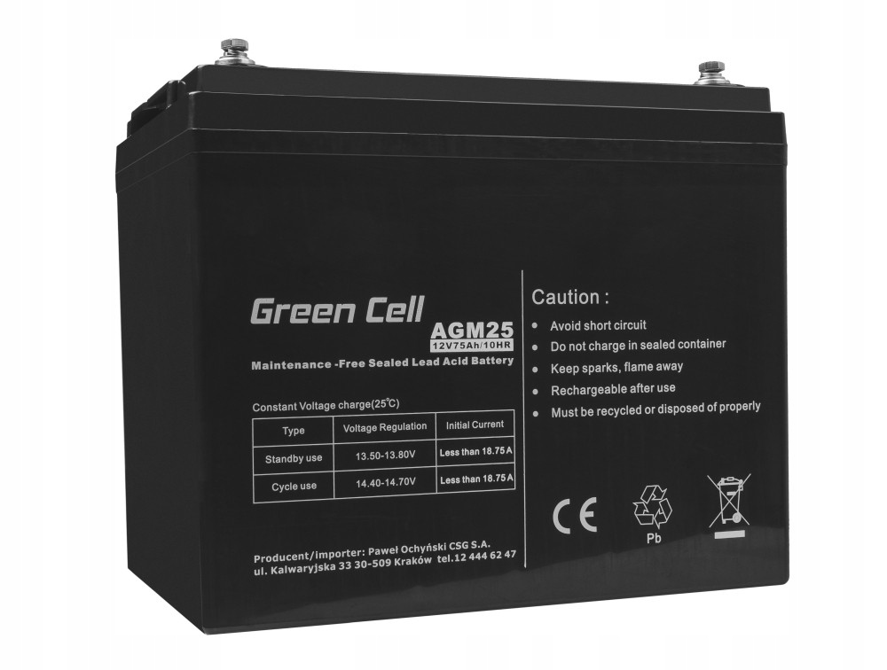 Green Cell Akumulátor Agm 12V 75Ah