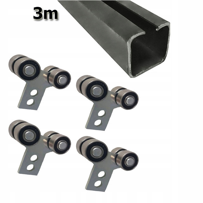 Zestaw do budowy drzwi przesuwnych profil 3m 20x20 4 wózki szyna 2x1,5mb