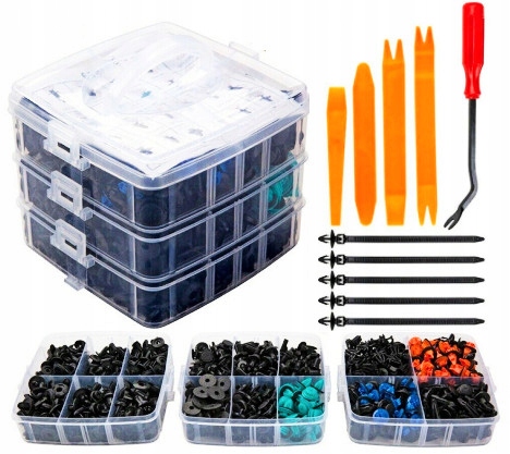 KLIPSY SPINKI DO TAPICERKI NADKOLI OSŁON SAMOCHODU + ŚCIĄGACZE 675 element.