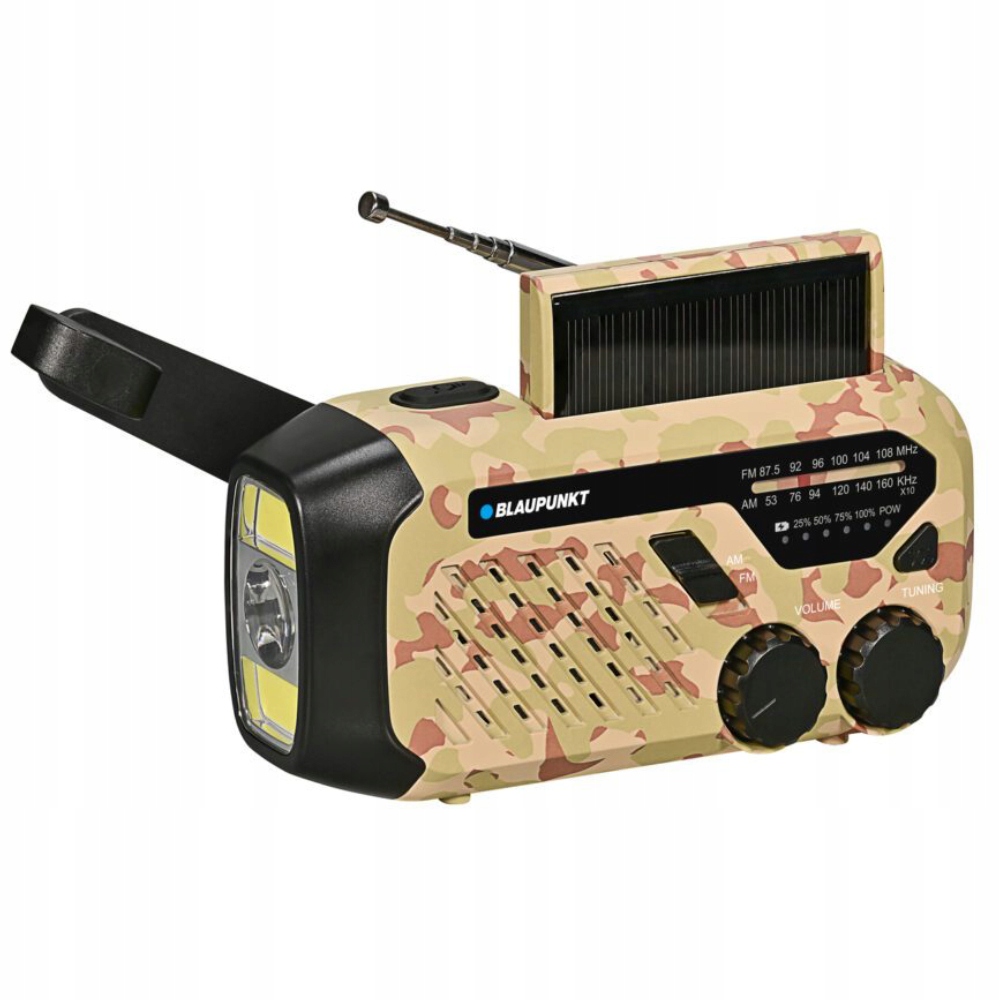 Radio survivalowe Blaupunkt ER10DC Latarka Dynamo Solar Am/fm beżowe moro