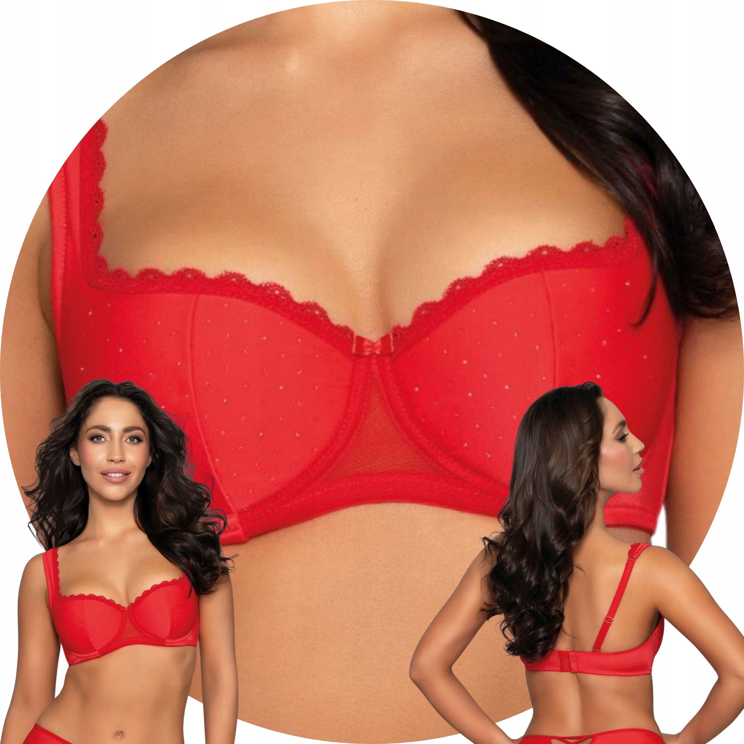 PariPari Sophia krajka červená Podprsenka balkonetka 65E Push-up
