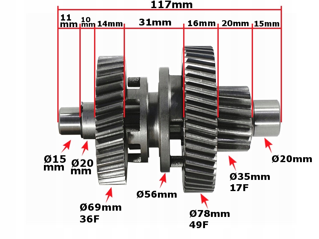 09749660314 - ПРОМЕЖУТОЧНЫЙ ВАЛ ATV 150 FUXIN БОЛЬШОЙ С ПЕРЕКЛЮЧАТЕЛЕМ