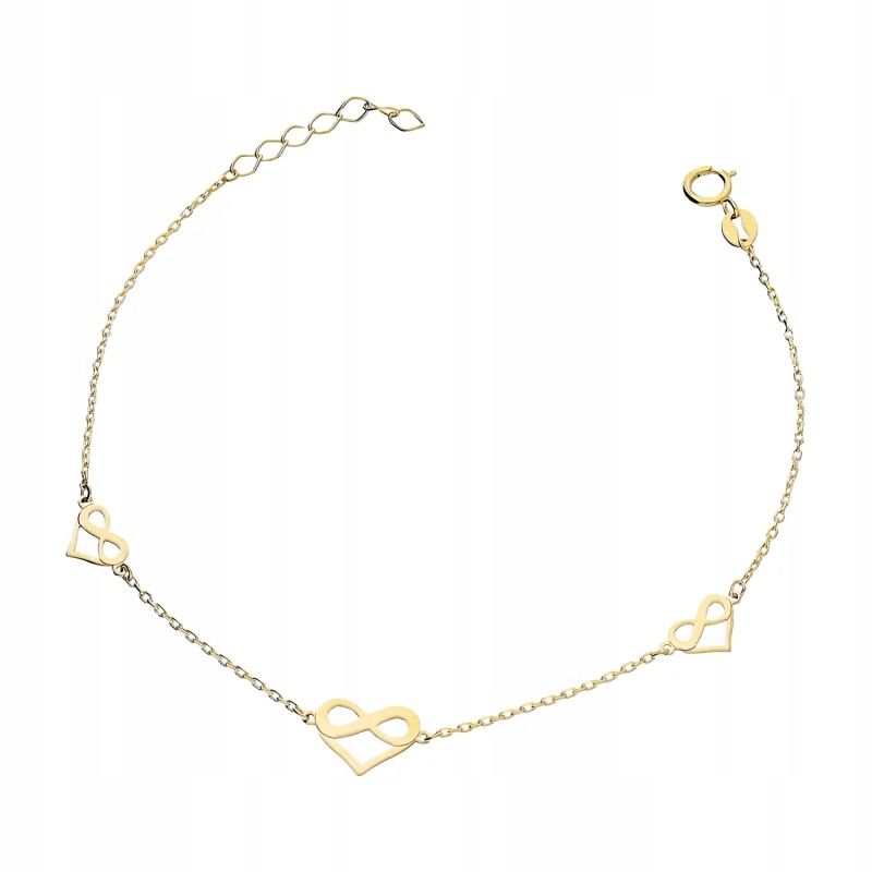 Dámský zlatý náramek nekonečno 585 v srdci 14kt R19 Cm 0,92g