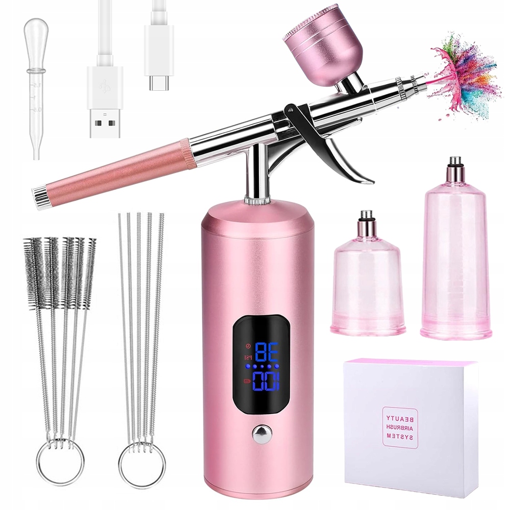 Sada Mini Přenosných Airbrushů Pro Tetování A Modelářství, Růžová
