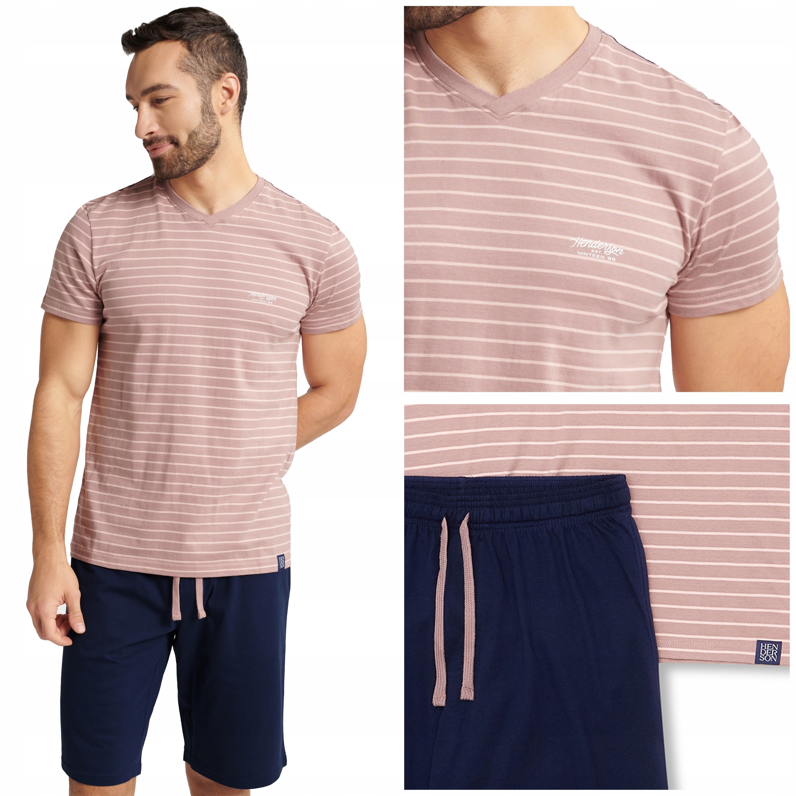 Pánské bavlněné pyžamo Henderson s krátkým rukávem, Bavlna XXL