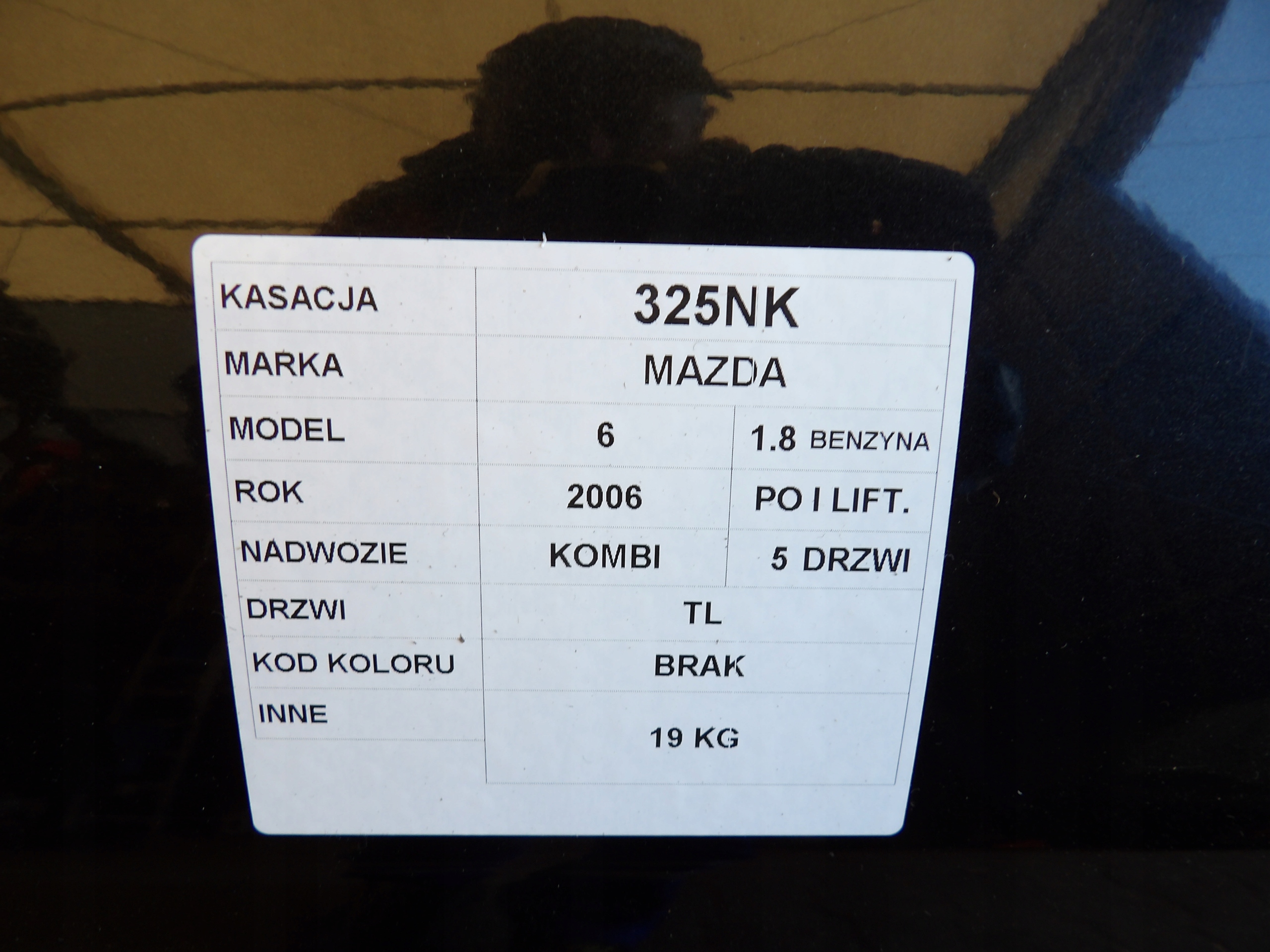 Mazda 6 and door rear. left lift kombi