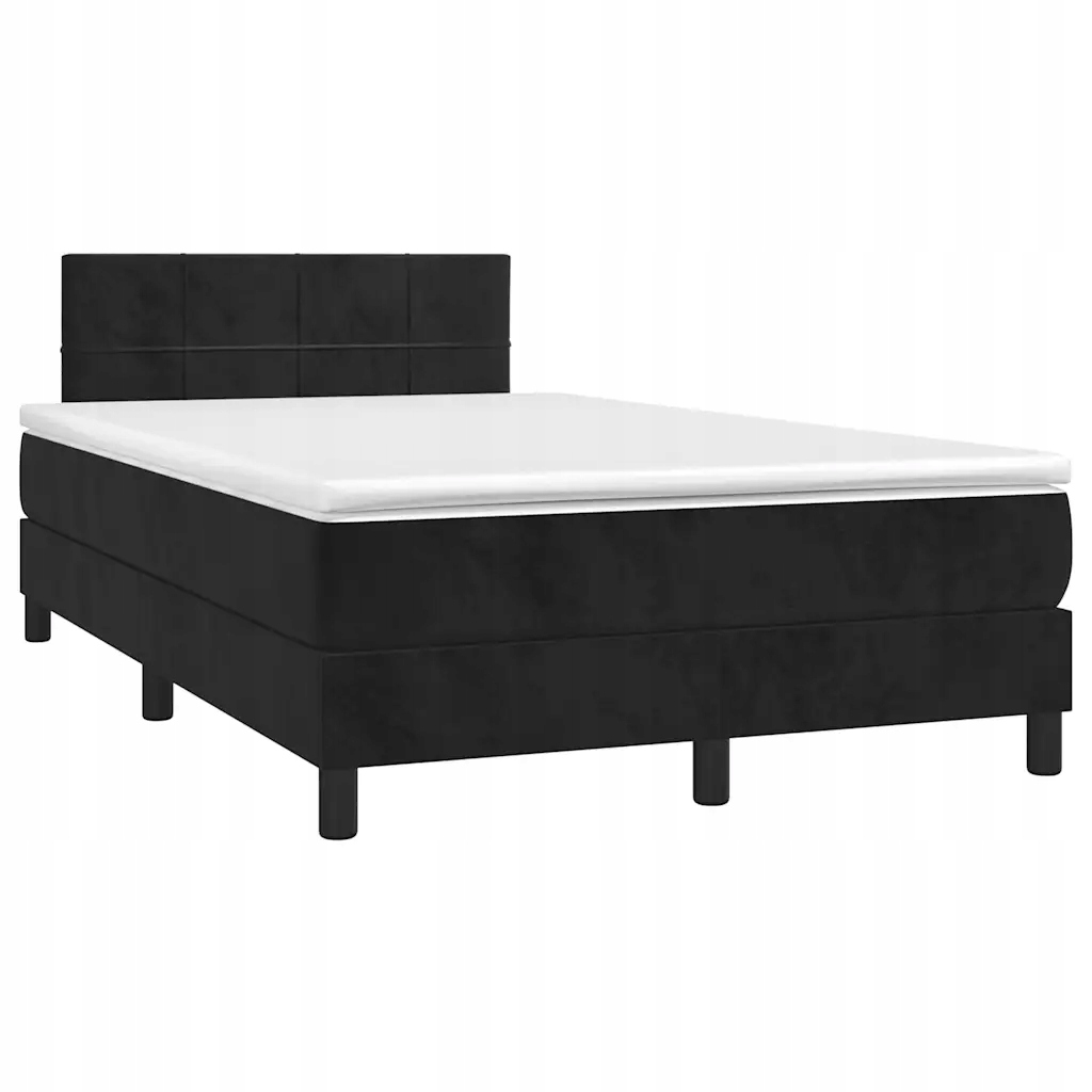 Box spring postel s matrací a Led černá 120 x 190 cm samet Černý 3270155
