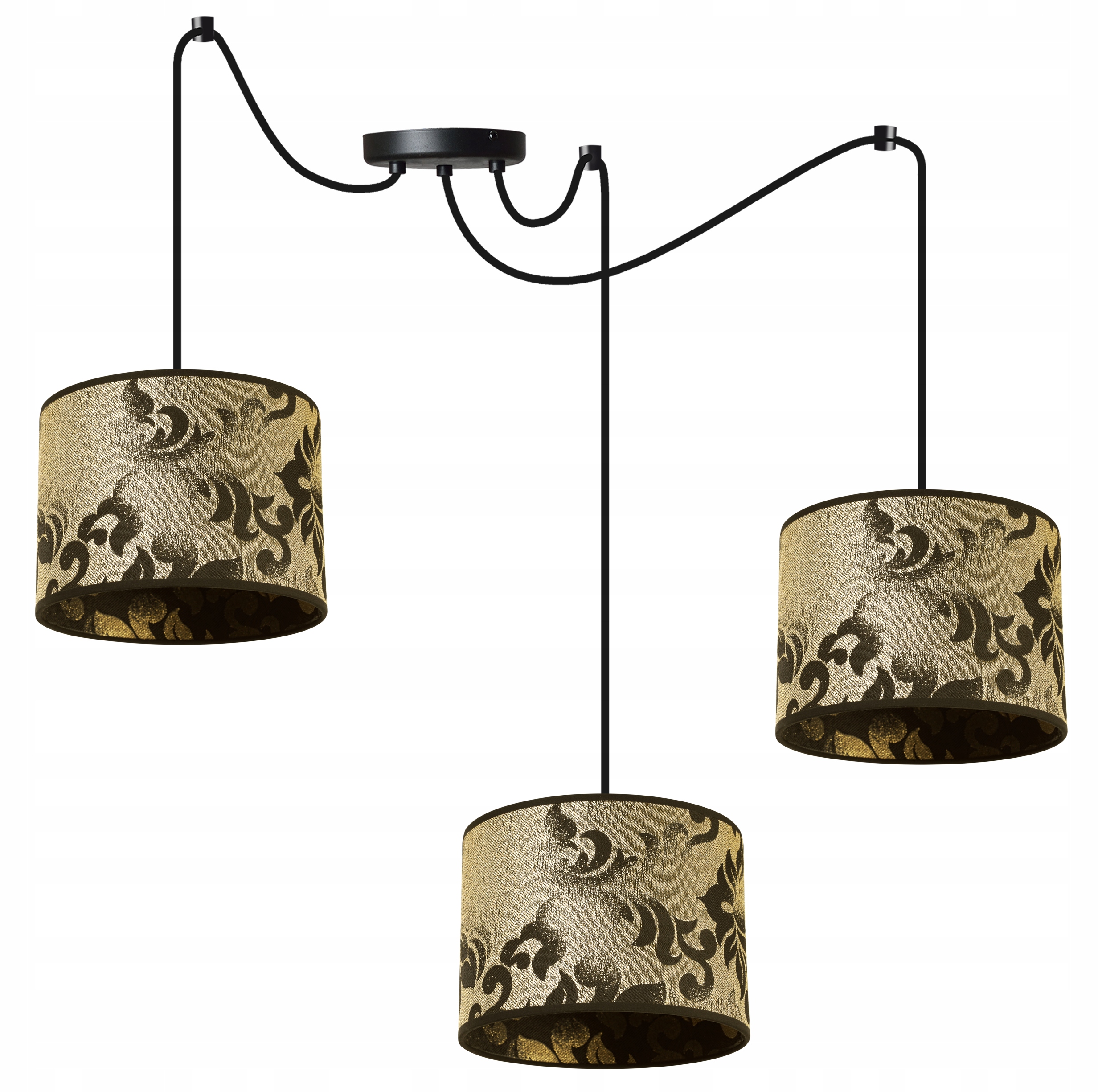 Stropná Závesná Lampa Luster Trojité Tienidlo Glamour Čierny Pavúk Zlato