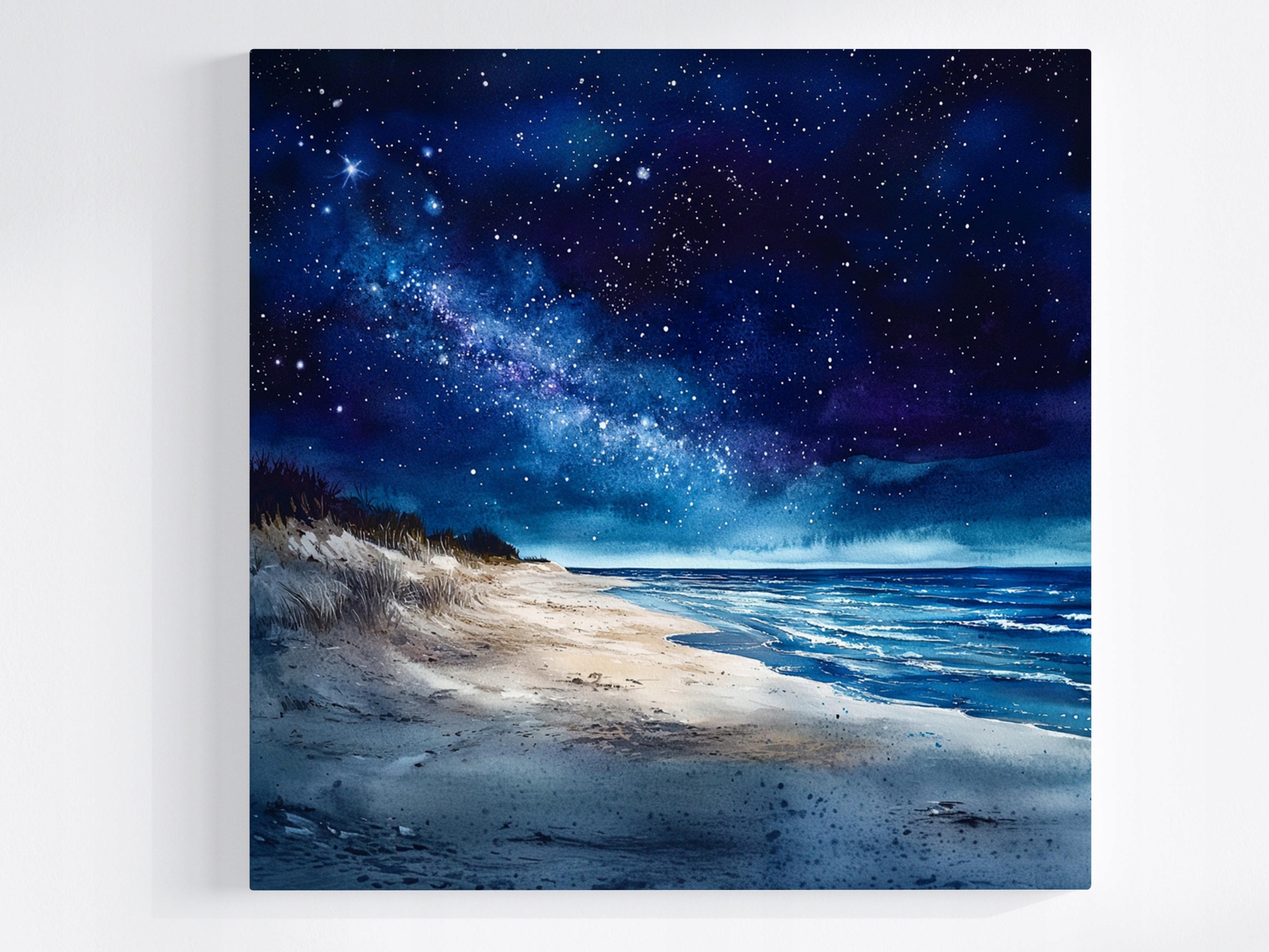 Obraz Na Plátně Canvas Pohled Na Krajinu Moře Pláž Nebe Hvězdy Noc 80x80