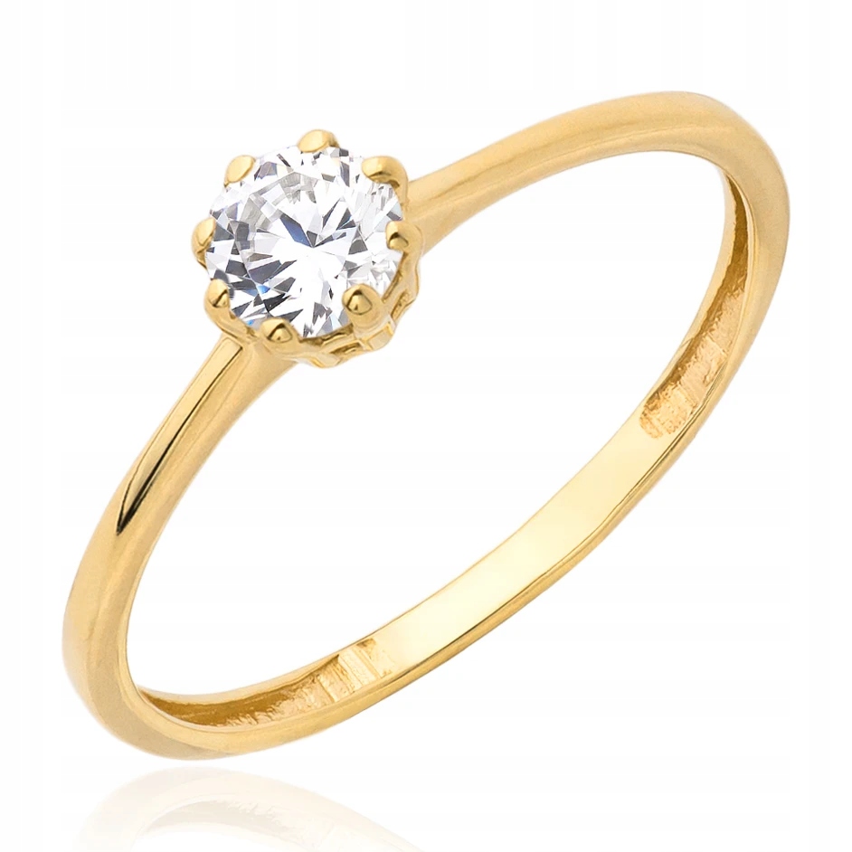 Zlatý Prstýnek Pro Ženu 585 Zásnubní Zirkon Tenký Dárek VEL.13