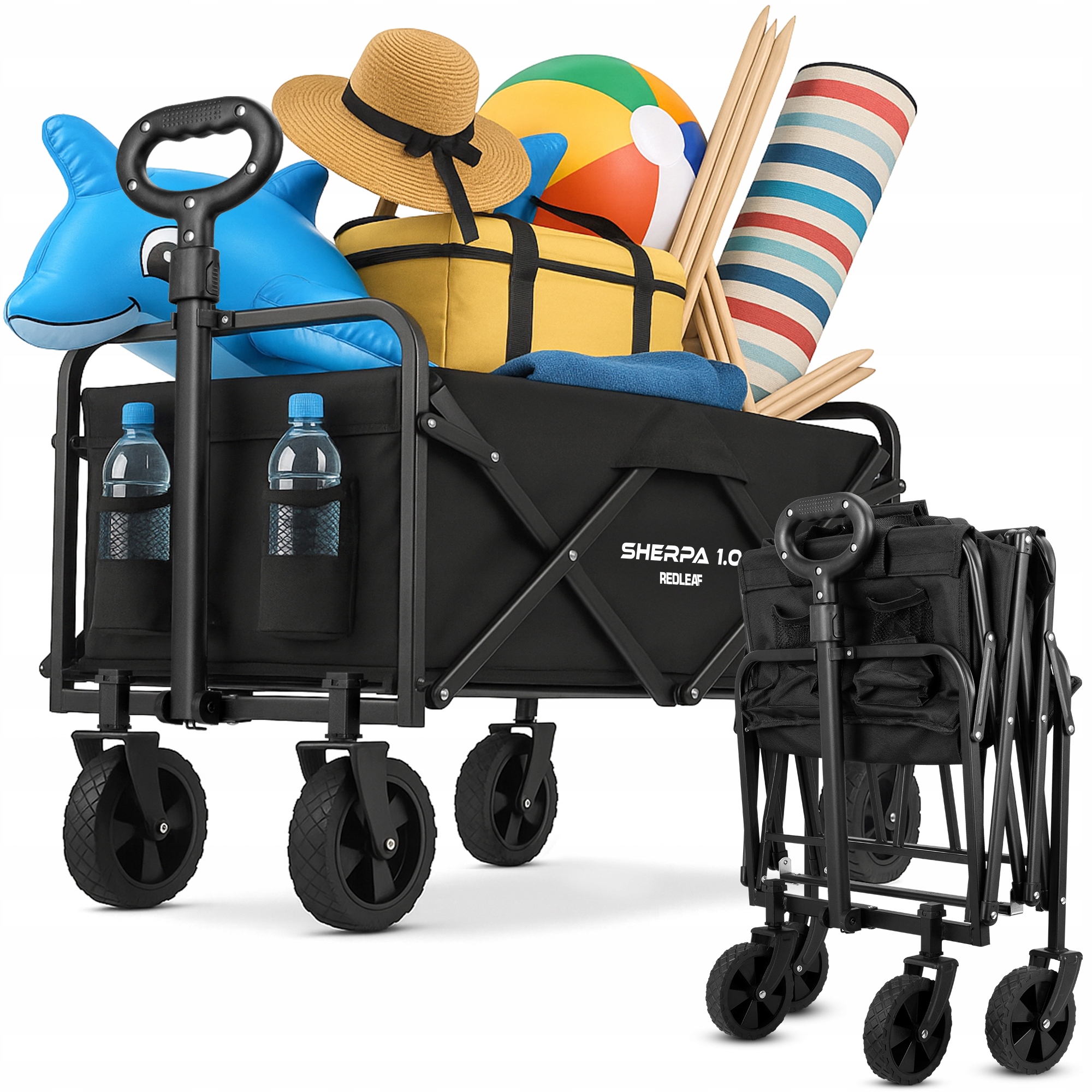 Wózek Turystyczny Plażowy Kempingowy Składany Ogrodowy Kieszenie 100 Kg Cza