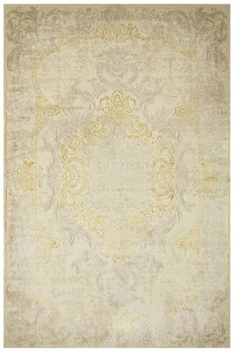 

120x170 cm Dywan Ornament Krem Złoty Beżowy Marmur