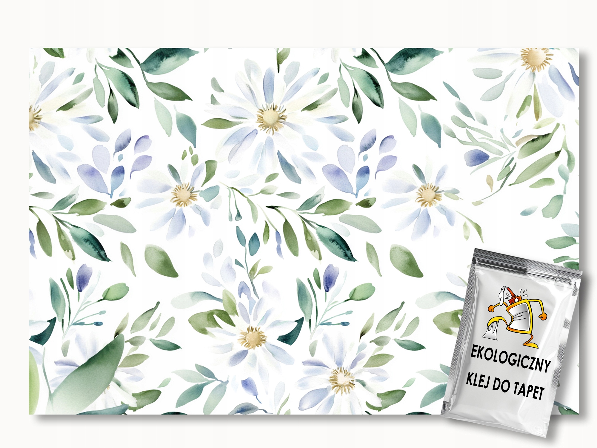Fototapeta Flizelina Akvarel Květy Světle Modrá Větvičky Listy 250x175 110g