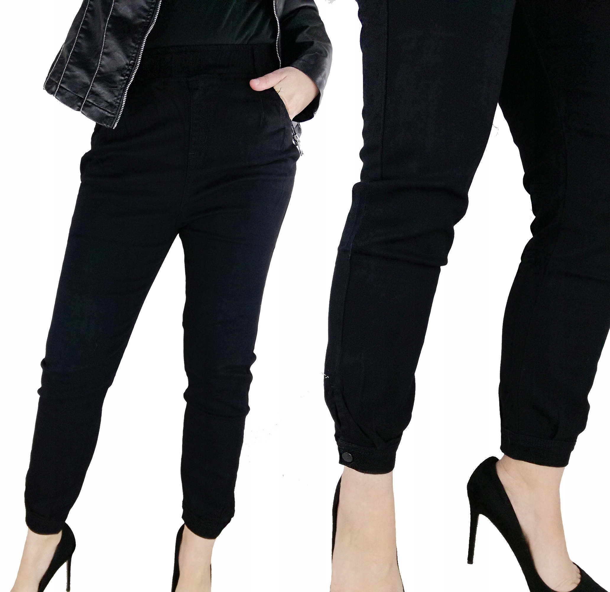 

Miękkie Wygodne Jeansy Joggery Cygaretki XXL Black