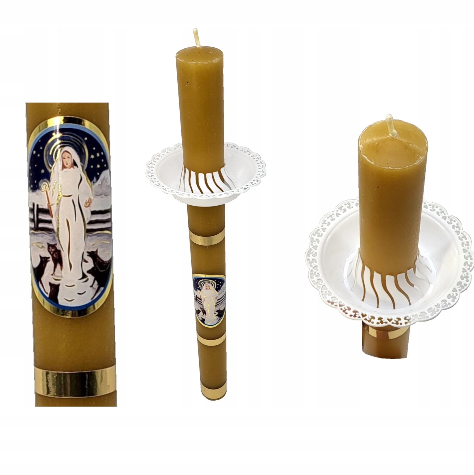 ŚWIECA Z WOSKU PSZCZELEGO GROMNICA PACHNĄCA OKAPNIK GRATIS 40x3cm