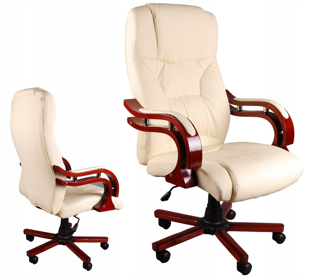 Nowy Fotel Biuro Z Drewnem BSL005 Beżowy Giosedio