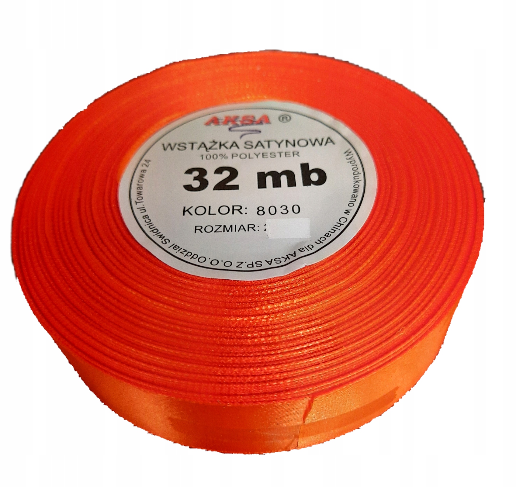Tasiemka wsytążka satynowa 12mm/32m 8030 pomarańcz
