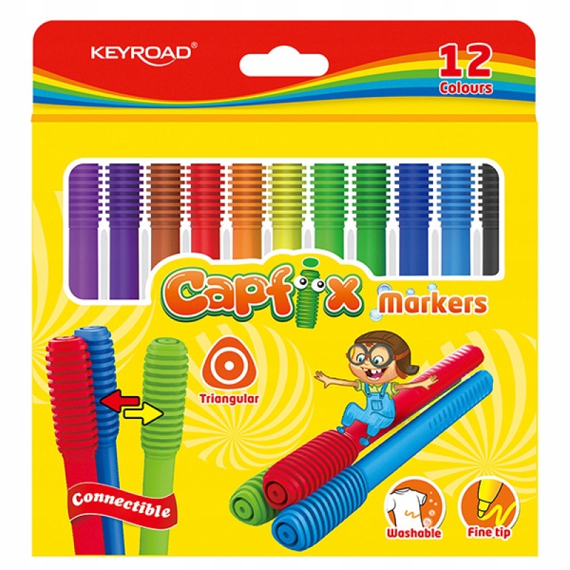 

Flamastry Capfix Markers 12szt trójkątne zmywalne