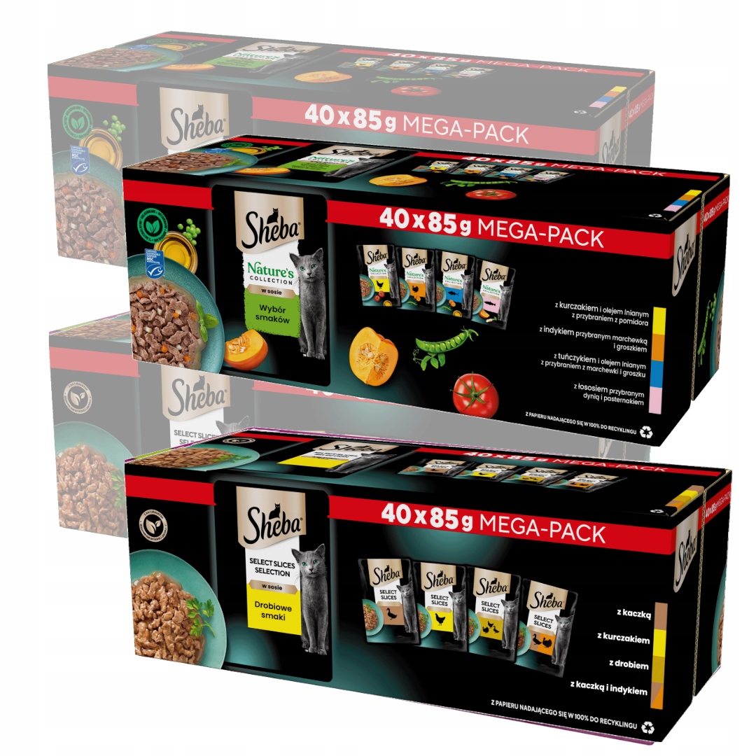 Levně Sheba Drůbeží příchutě a Nature's Collection 160x85g Krmivo Pro Kočky v omáčce